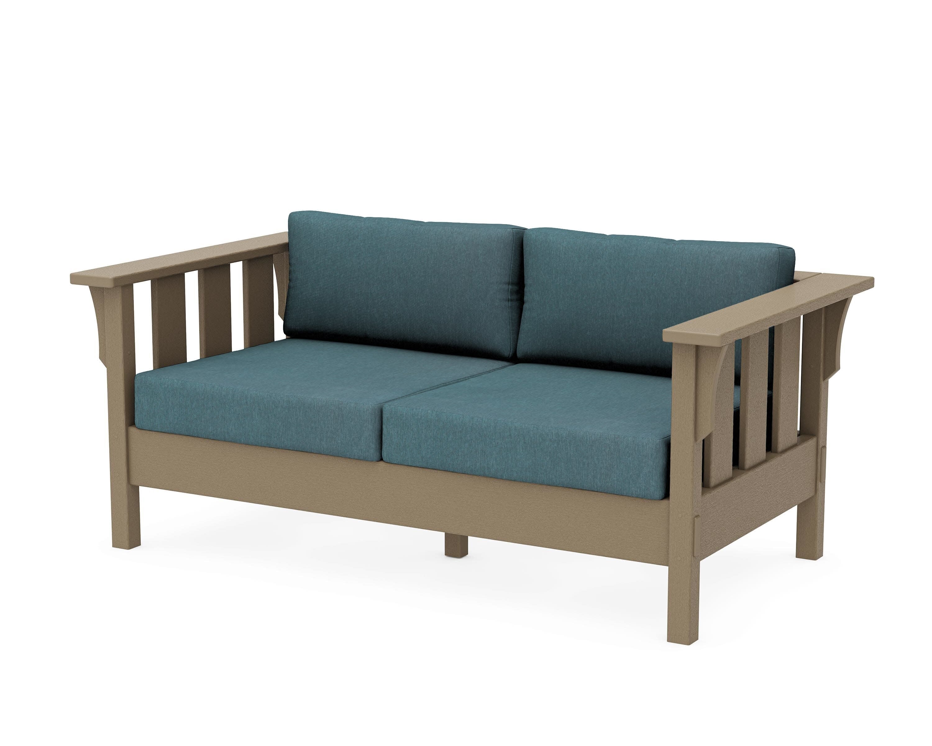 Acadia Deep Seating Loveseat in Vintage Sahara / Ocean Teal