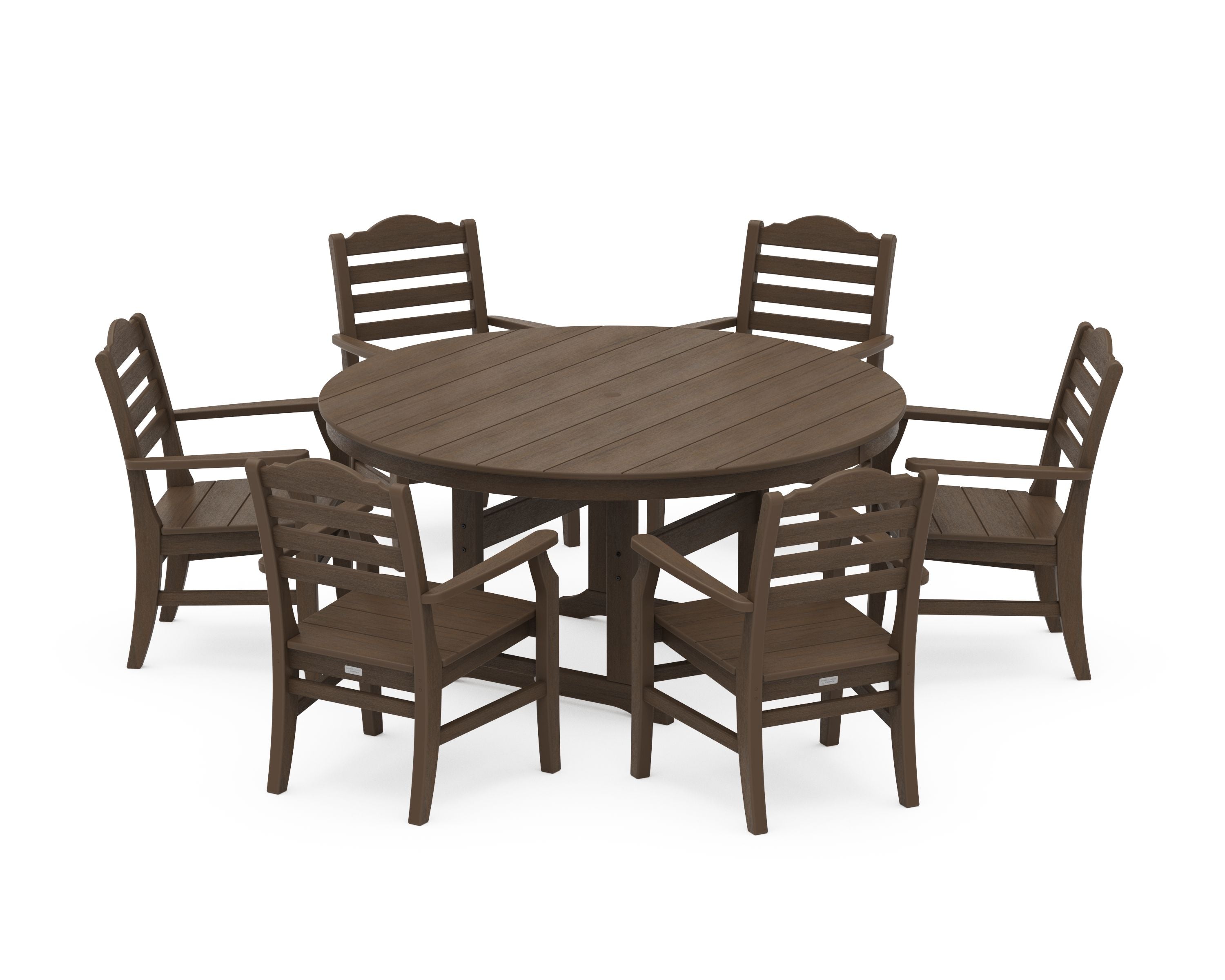 Savannah 7-Piece Arm Chair Round Farmhouse Dining Set in Kona