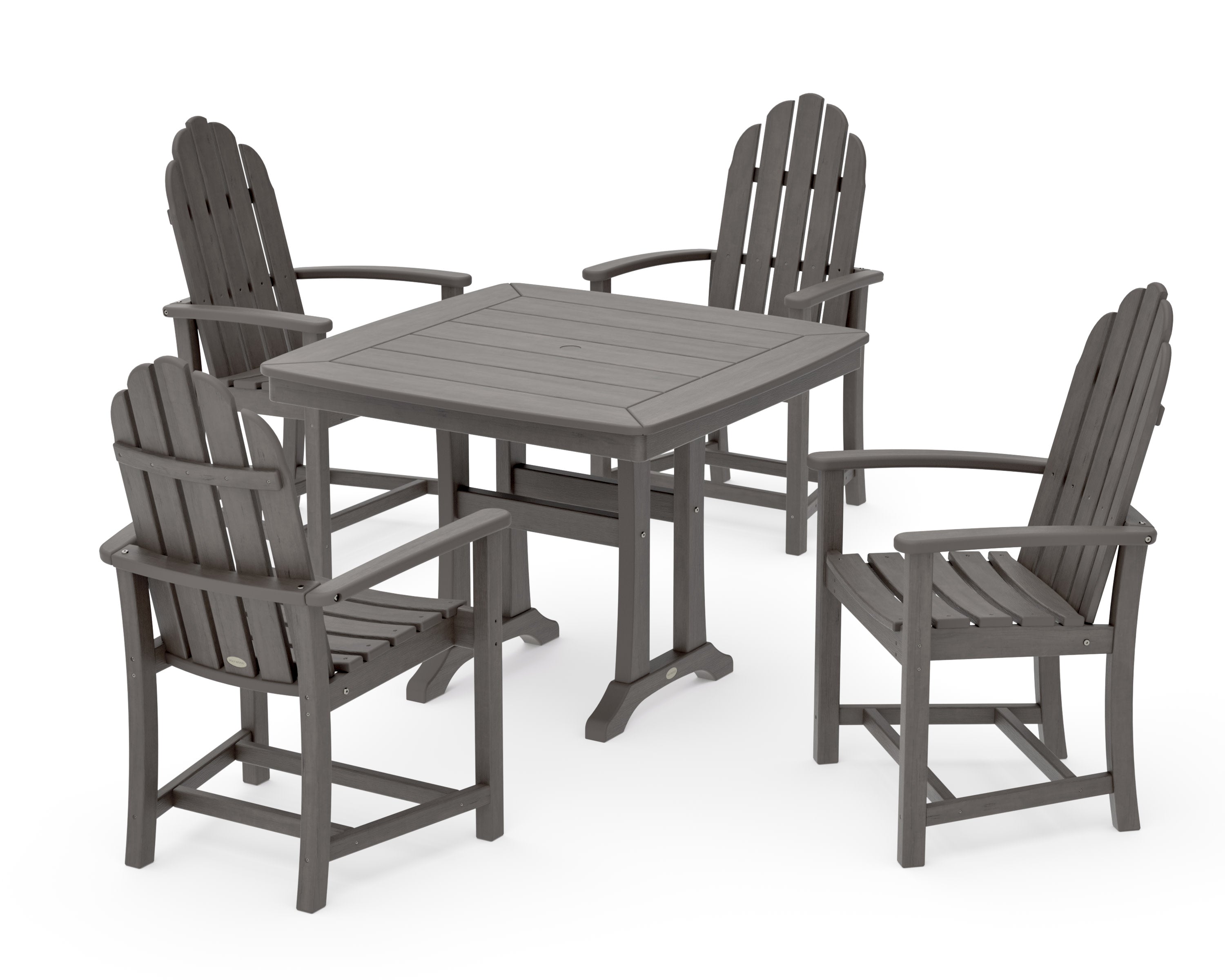 Classic Adirondack 5-Piece Dining Set with Trestle Legs in Driftwood