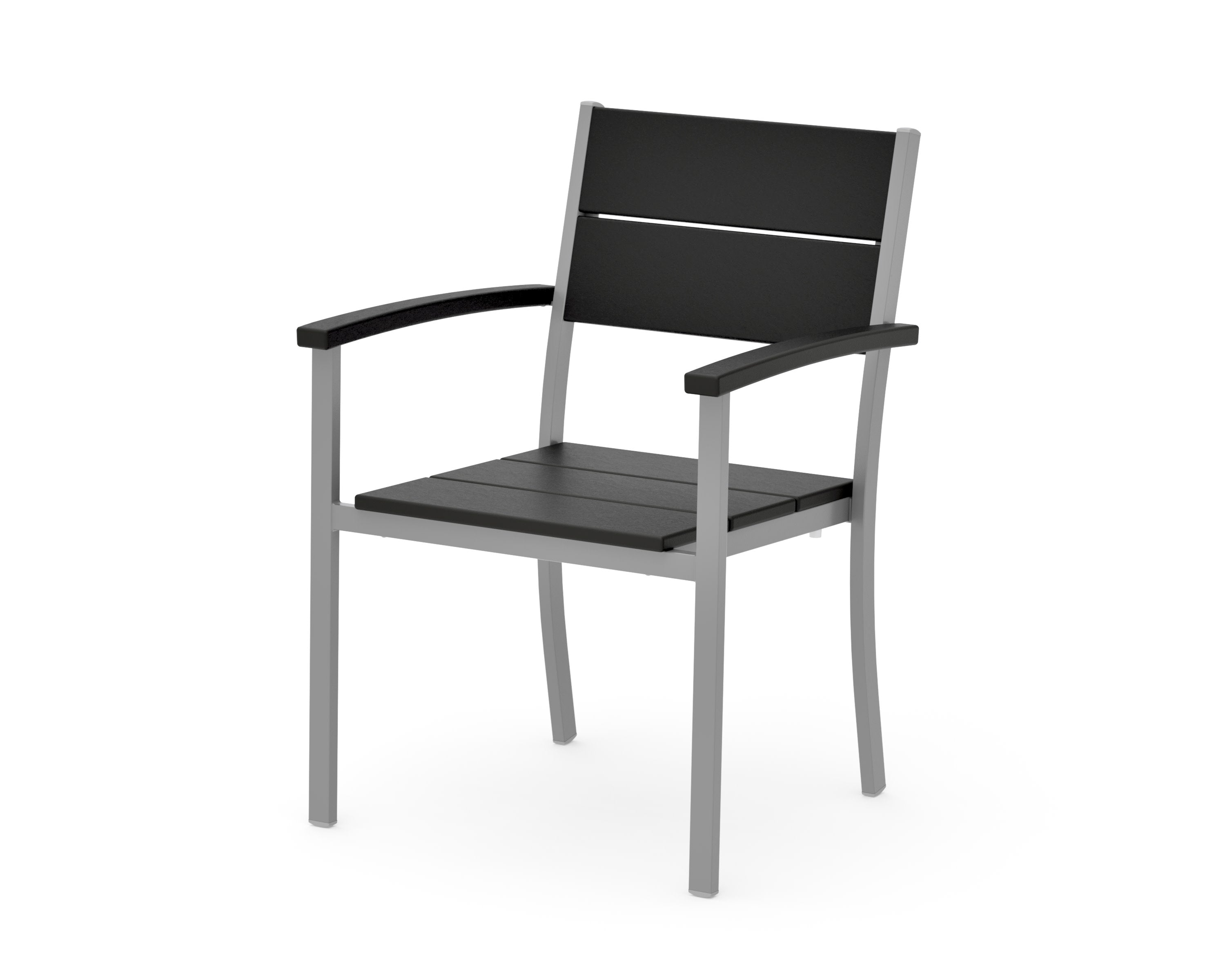 Main Street Stacking Dining Arm Chair in Silver / Black