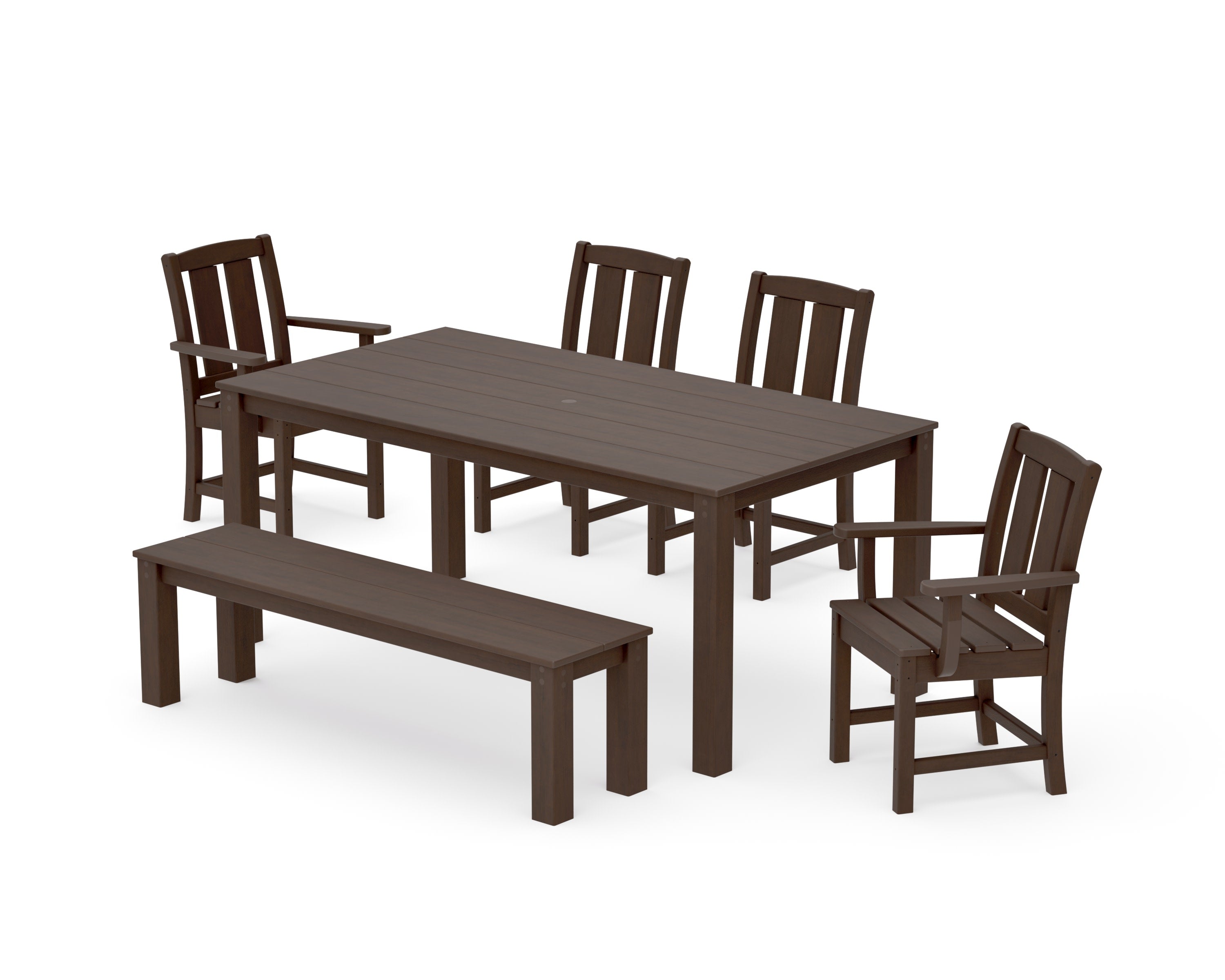 Mission 6-Piece Parsons Dining Set with Bench in Kona