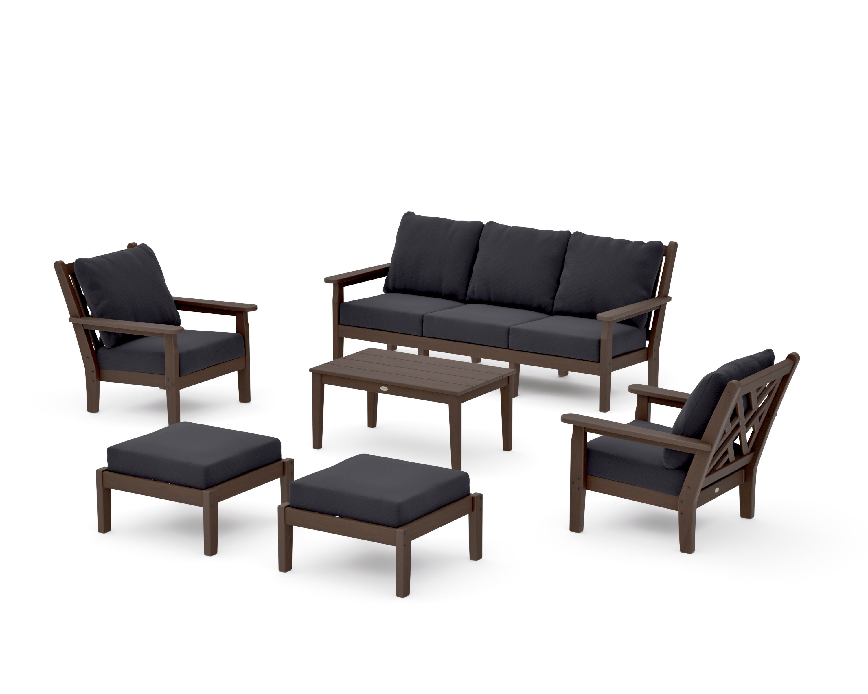 Chippendale 6-Piece Lounge Sofa Set in Kona / Midnight Linen