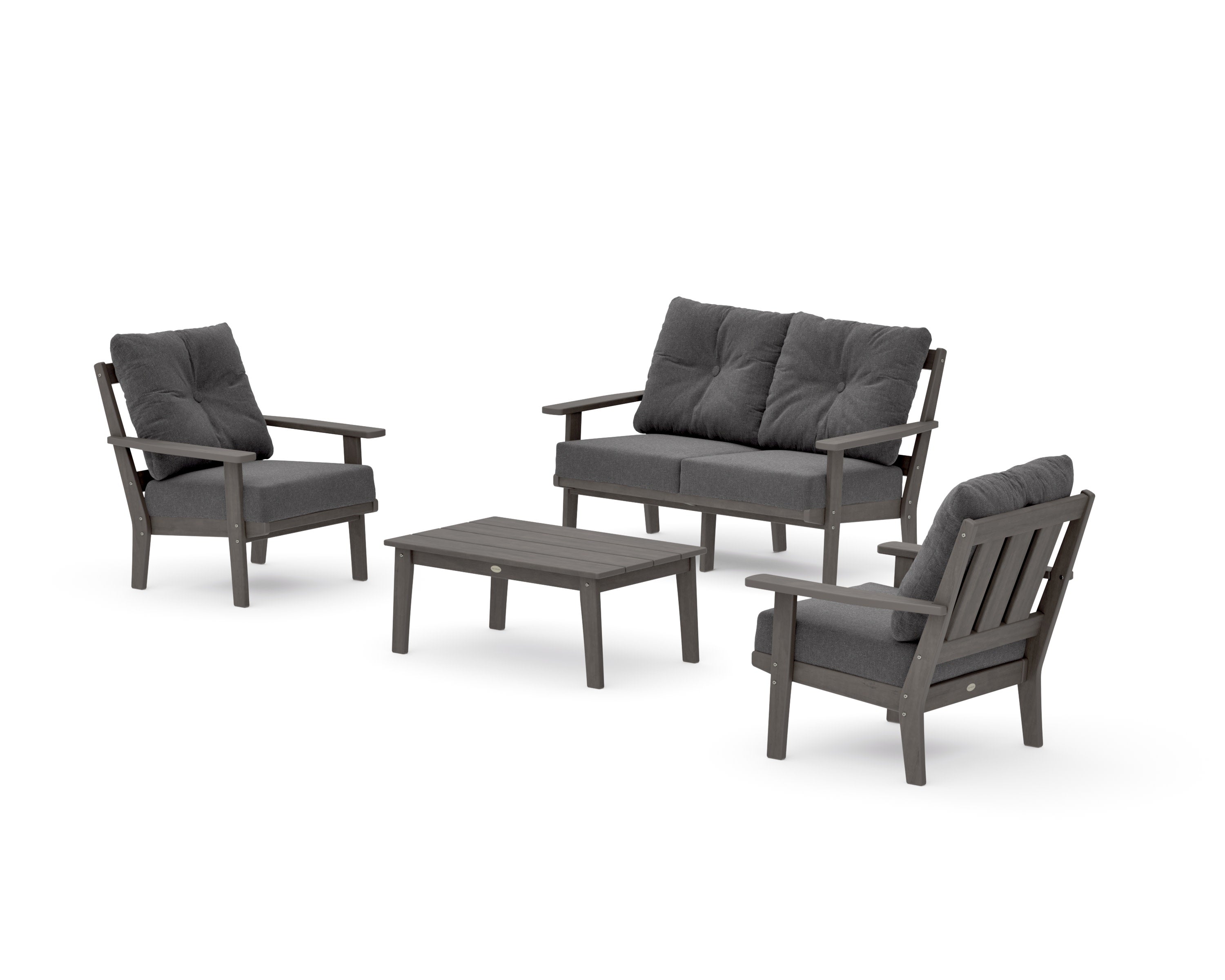 Oxford 4-Piece Deep Seating Set with Loveseat in Driftwood / Ash Charcoal