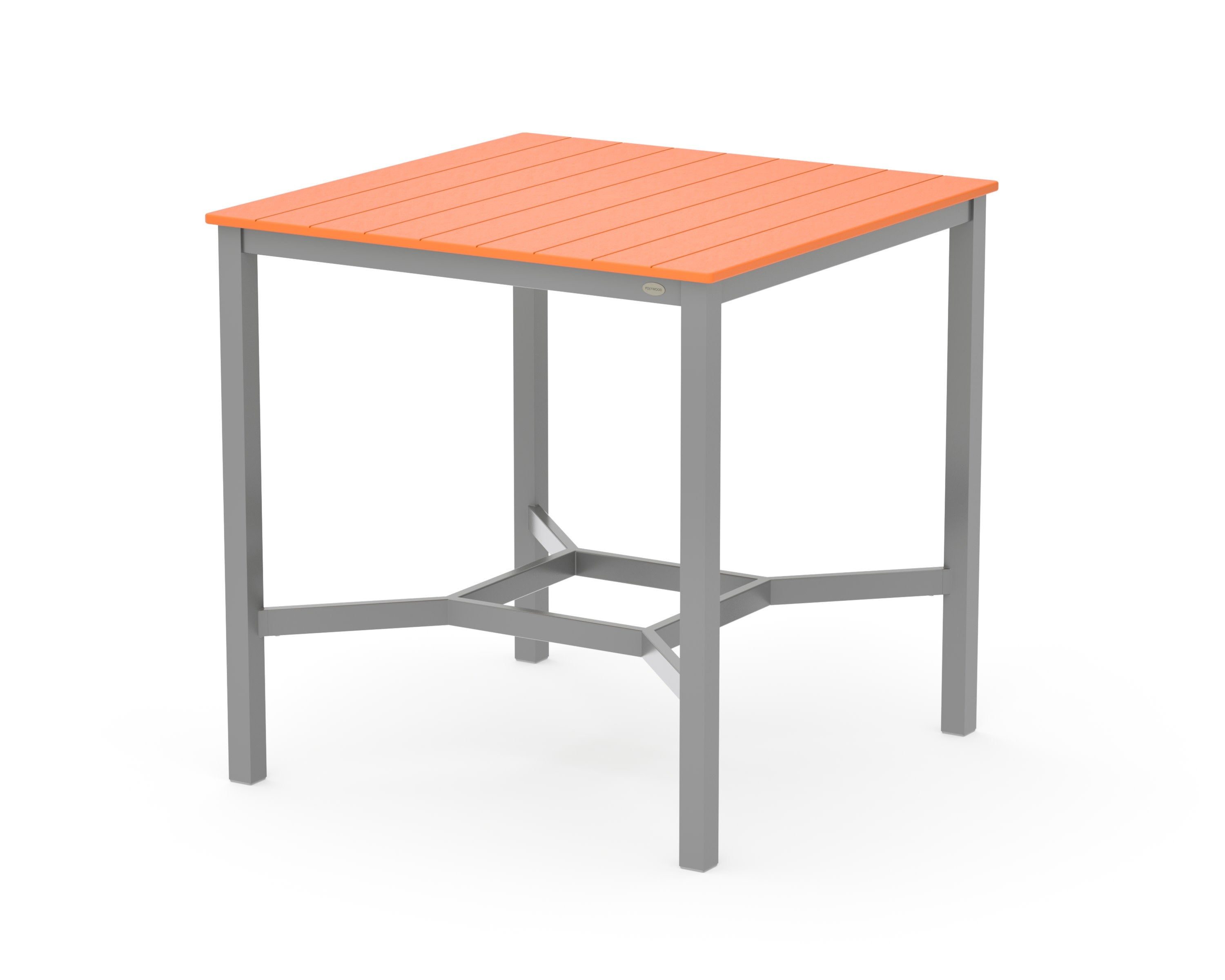 Main Street 42 x 42 Bar Table in Silver / Tangerine