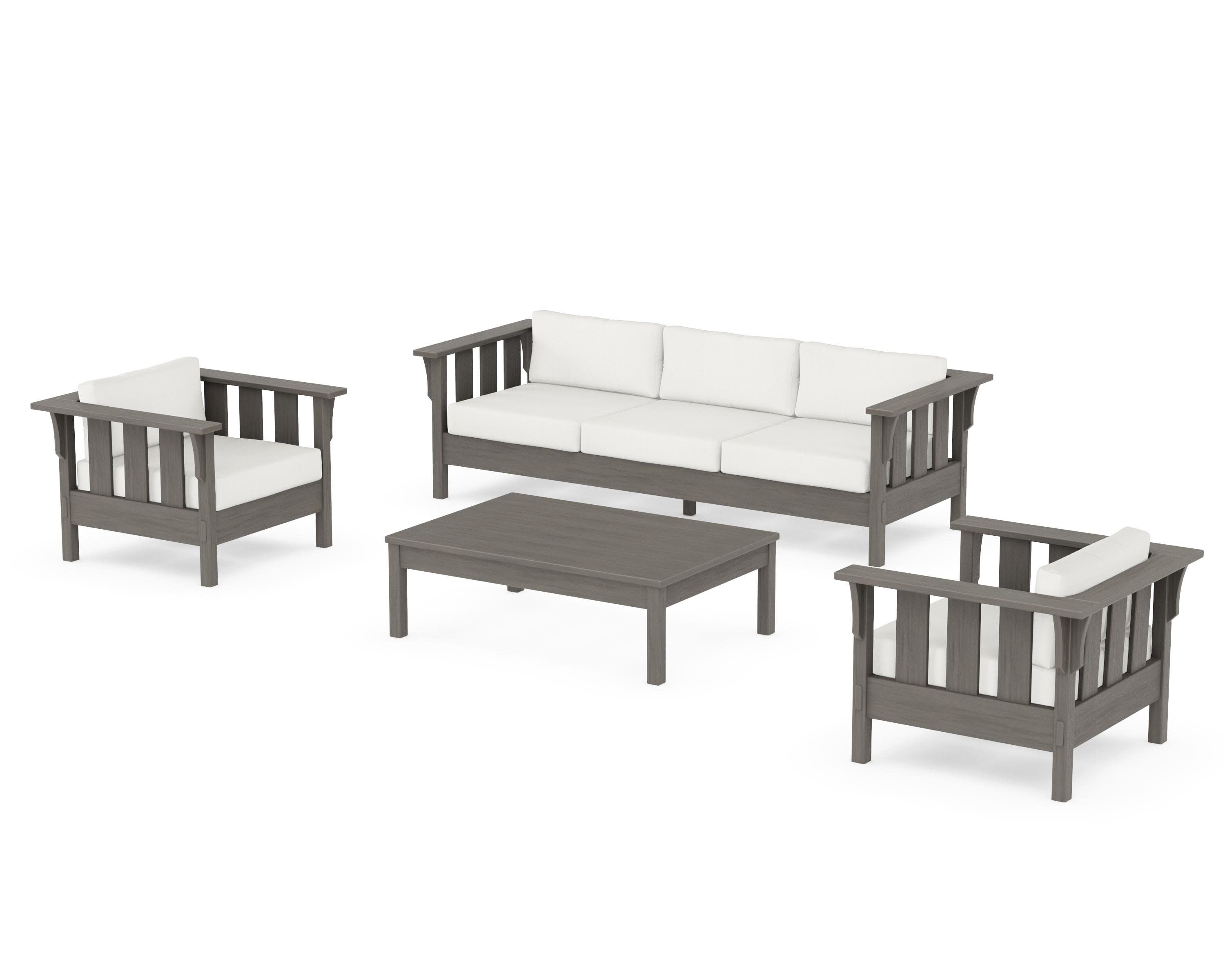 Acadia 4-Piece Deep Seating Set with Sofa in Driftwood / Natural Linen