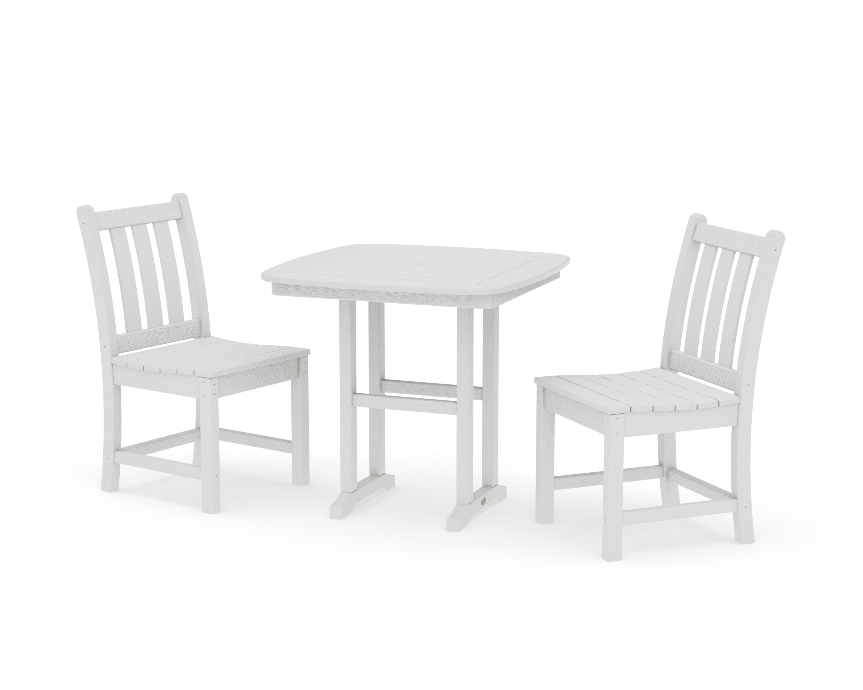 Traditional Garden Side Chair 3-Piece Dining Set in Vintage White
