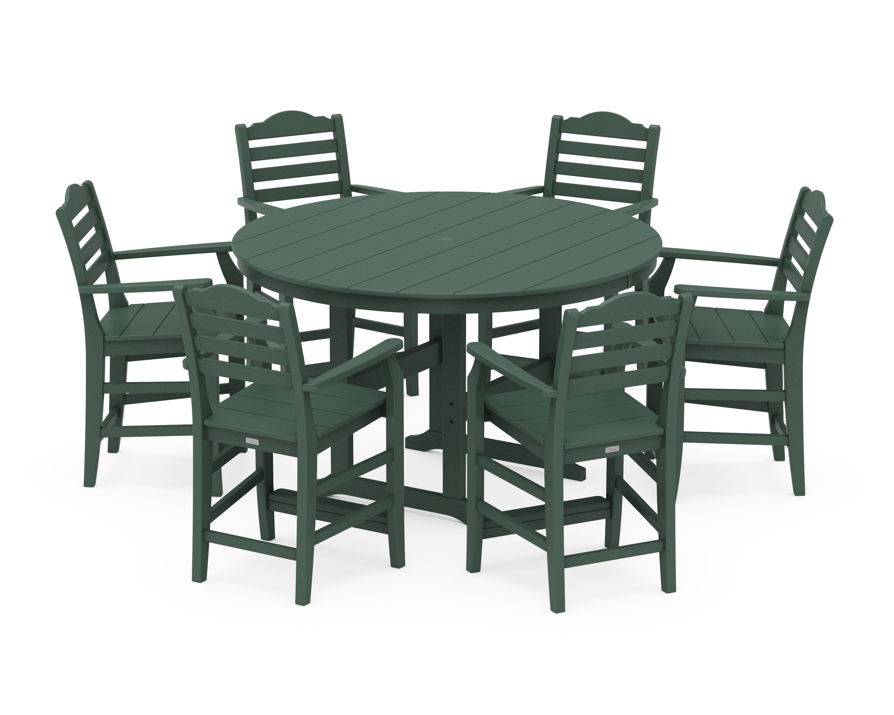 Savannah 7-Piece Arm Chair Round Farmhouse Counter Set in Green