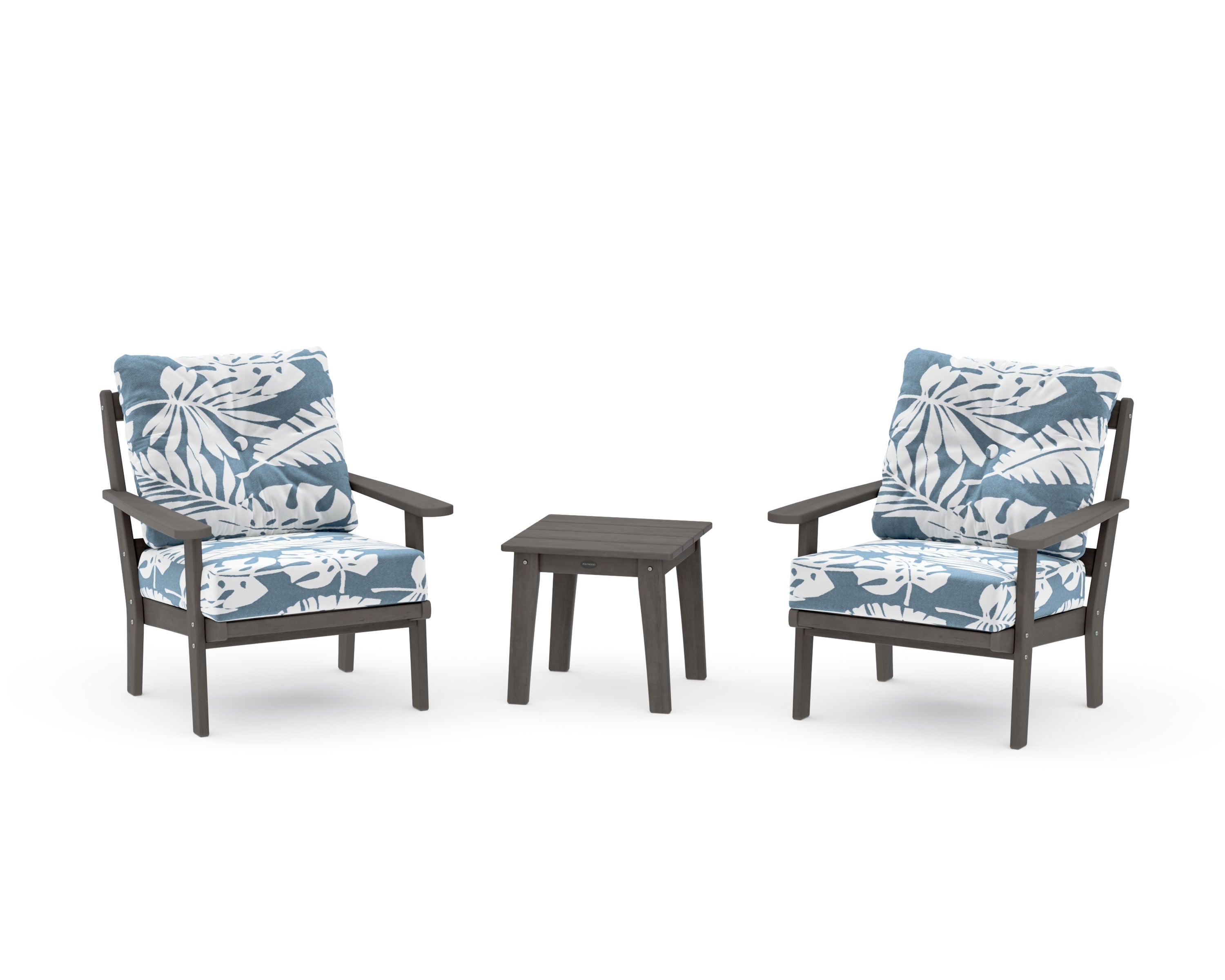Mission 3-Piece Deep Seating Set in Driftwood / Leaf Sky Blue