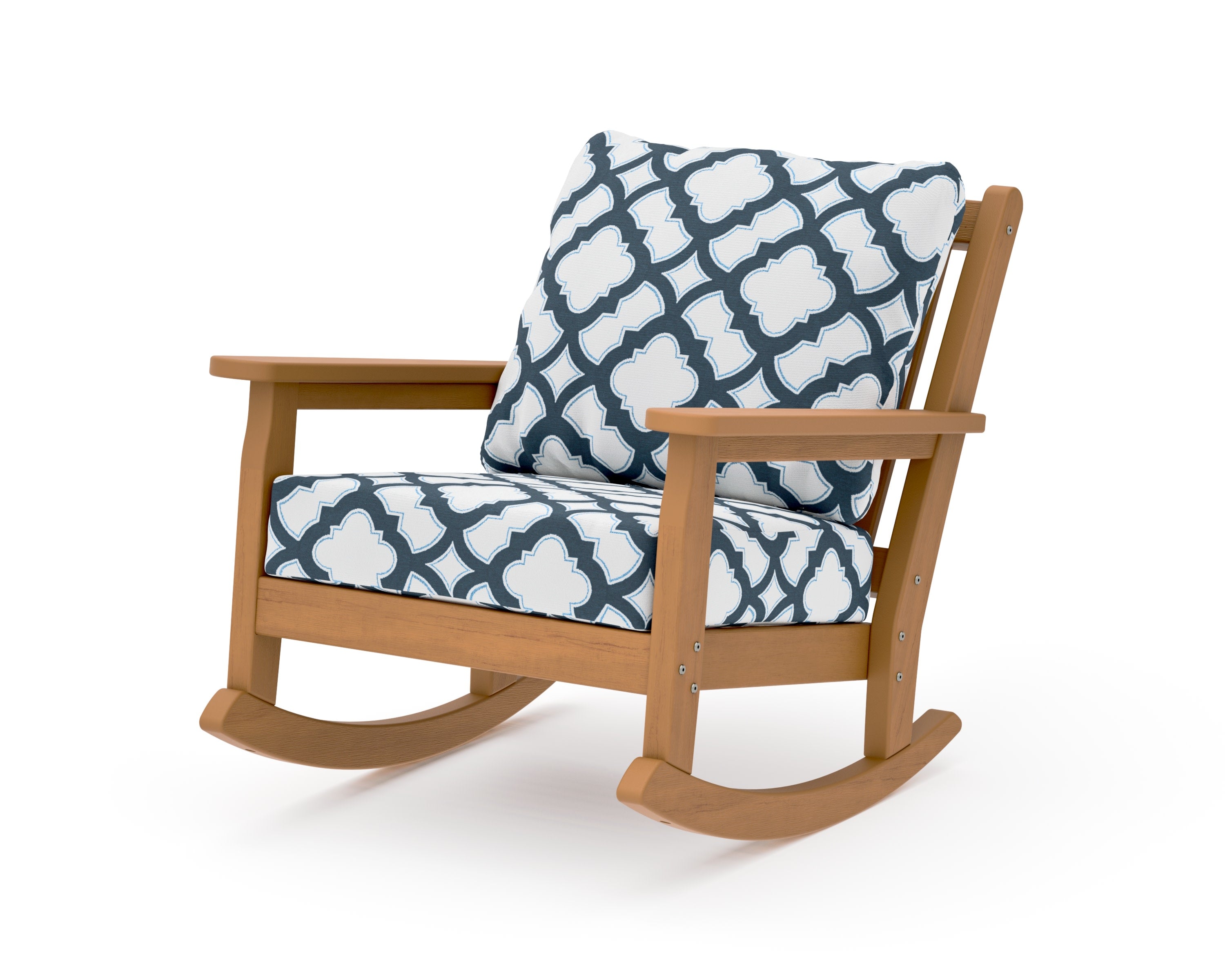 Chippendale Deep Seating Rocking Chair in Natural / Trellis Marine Indigo