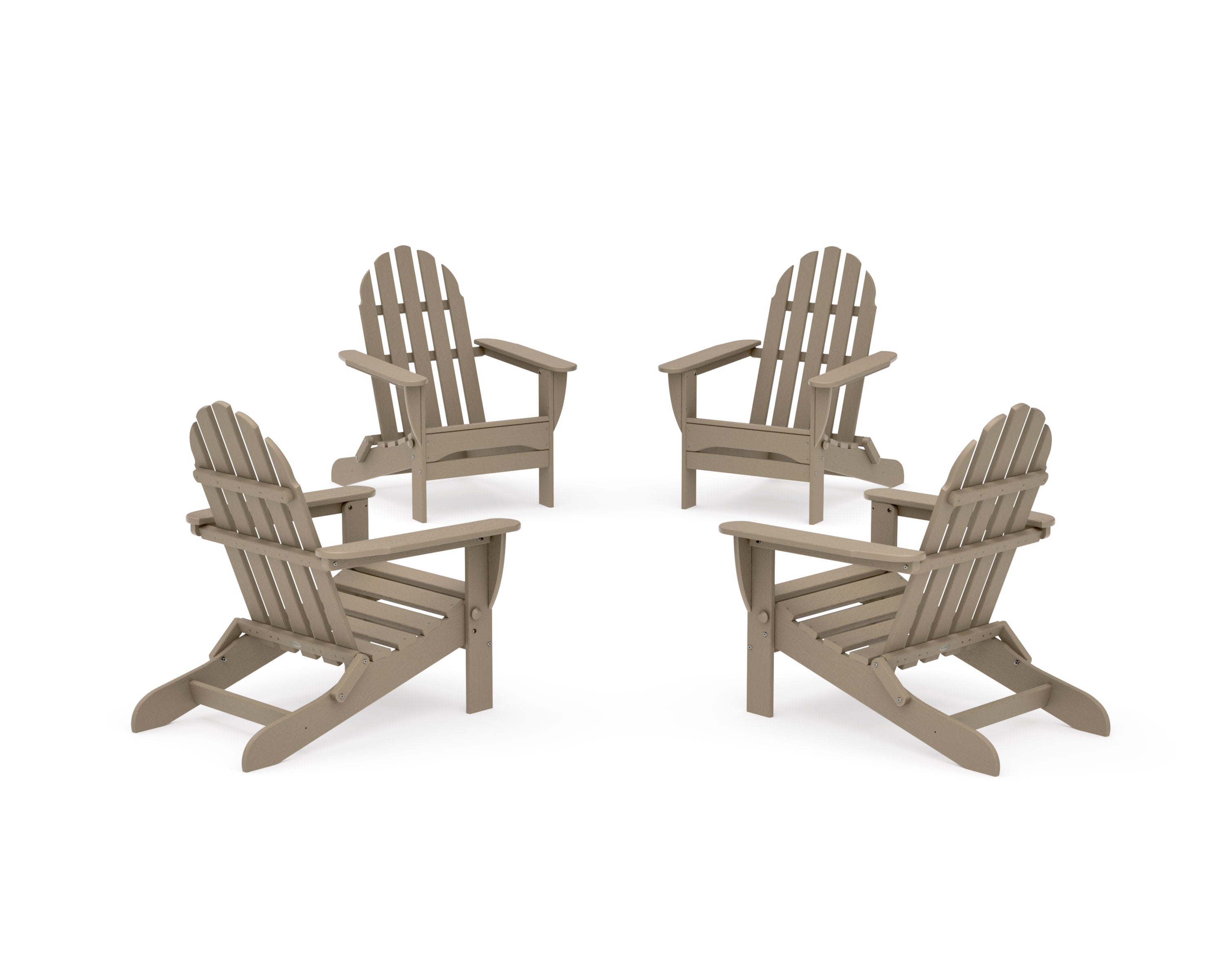 4-Piece Classic Folding Adirondack Conversation Set in Vintage Sahara