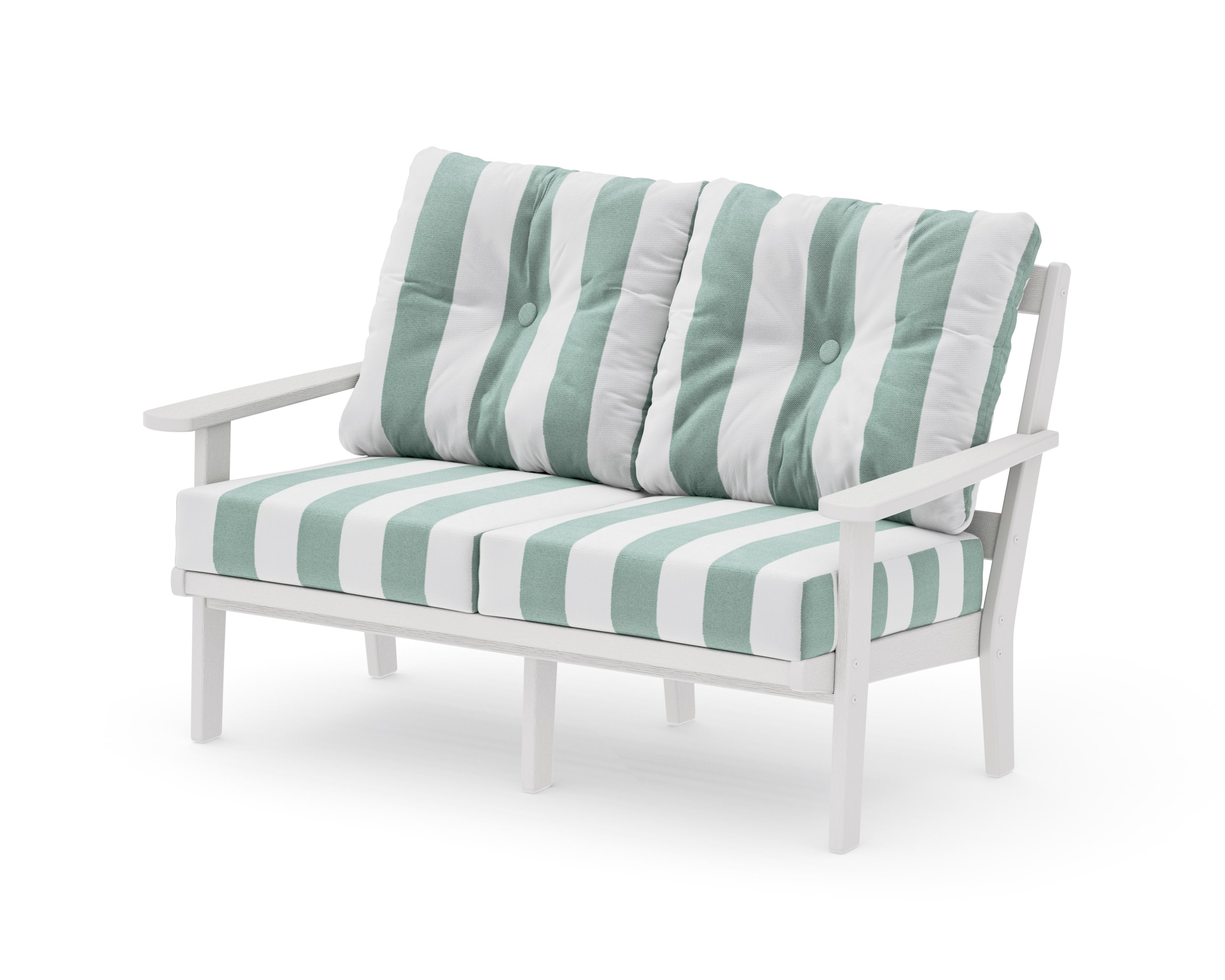 Mission Deep SeatingLoveseat in Vintage White / Cabana Stripe Glacier Spa