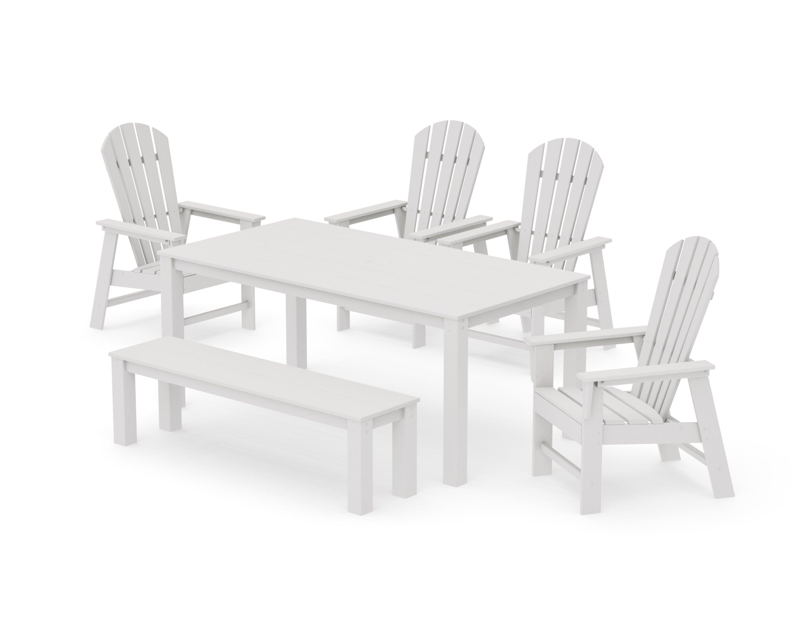 South Beach 6-Piece Parsons Dining Set with Bench in Vintage White