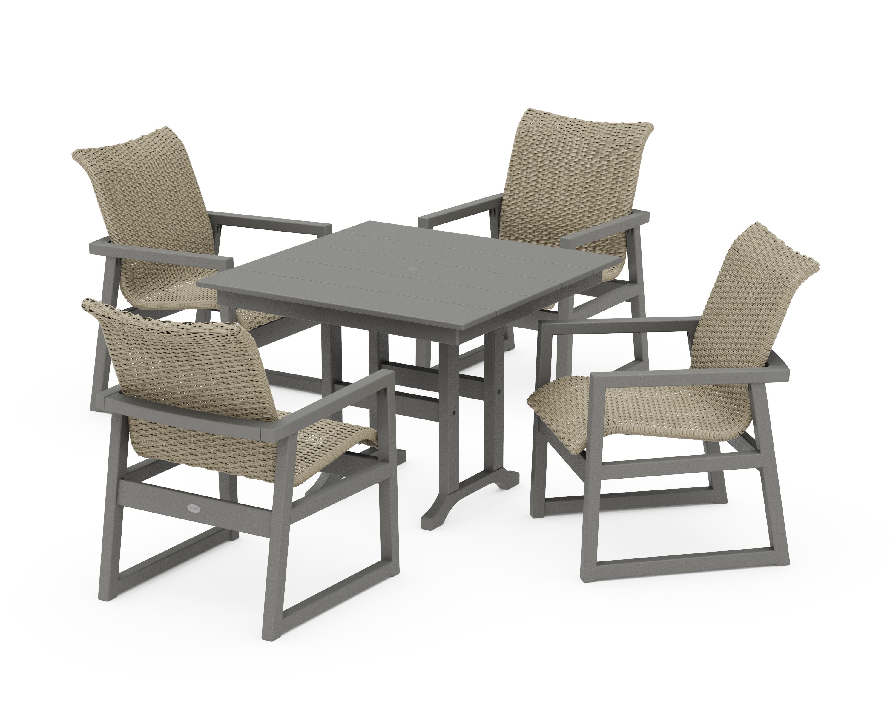 EDGE Woven 5-Piece Farmhouse Dining Set in Slate Grey / Dune Grass