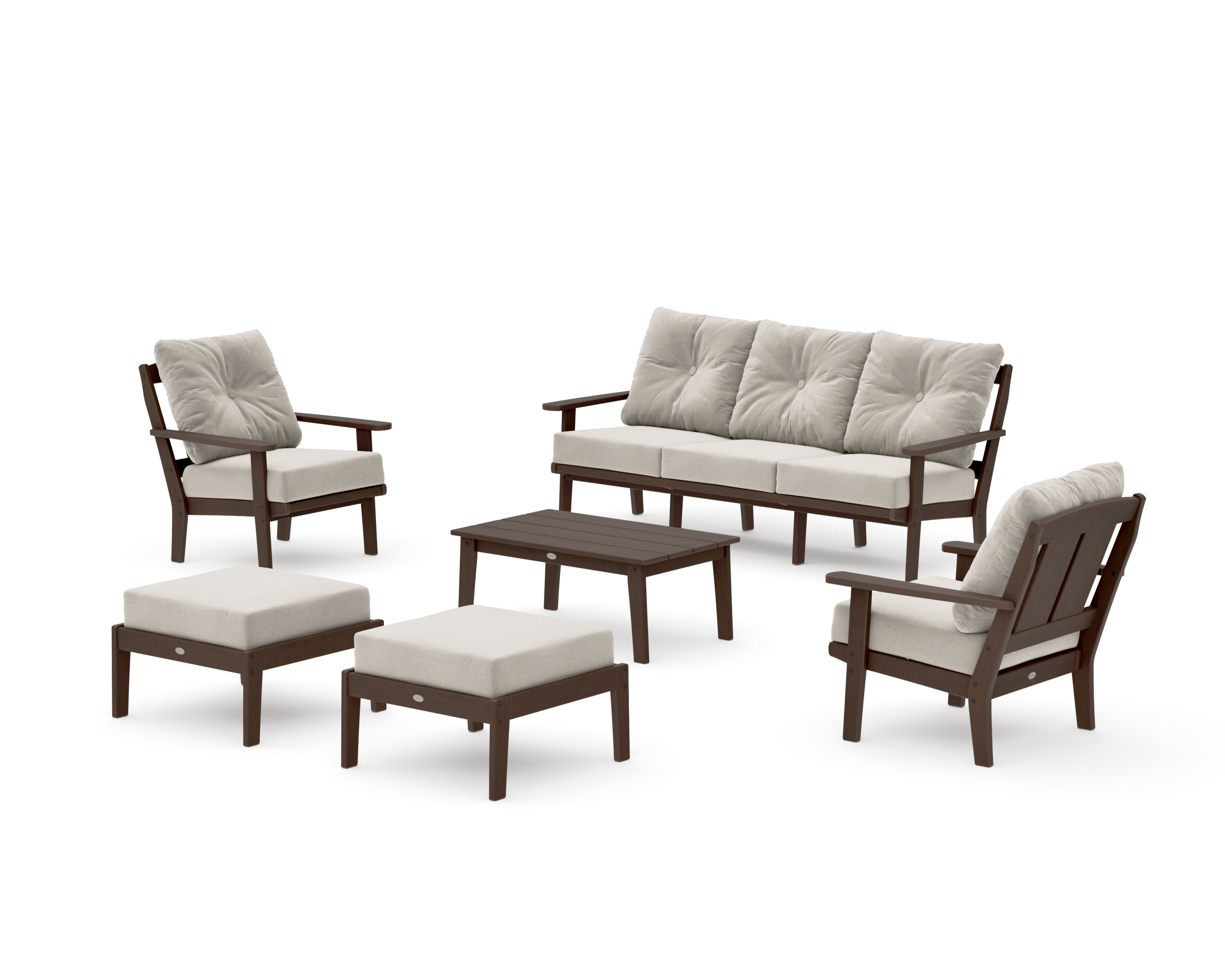 Mission 6-Piece Lounge Sofa Set in Kona / Dune Burlap