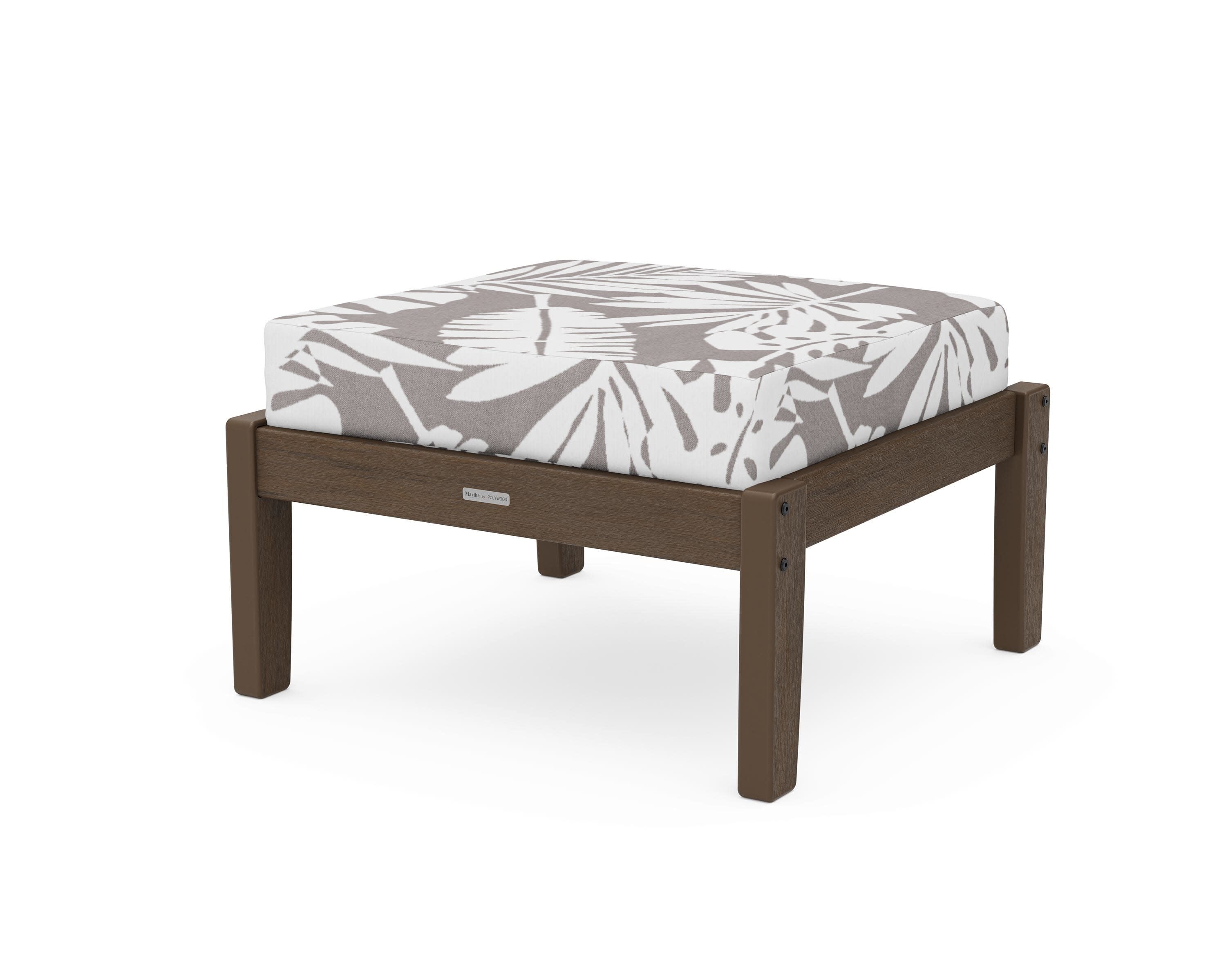 Chinoiserie Deep Seating Ottoman in Kona / Leaf Grey Mist