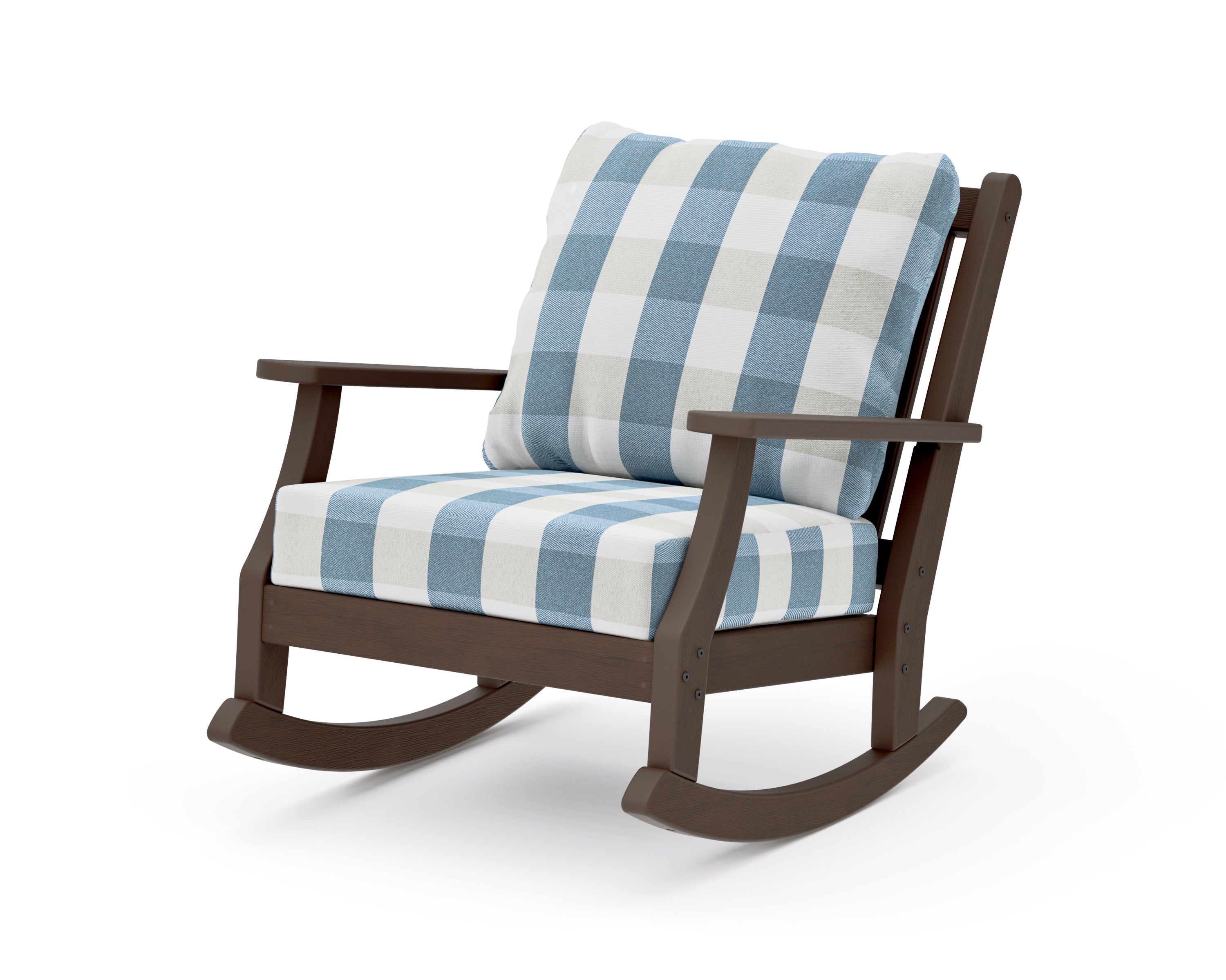 Wovendale Deep Seating Rocking Chair in Kona / Buffalo Plaid Sky Blue