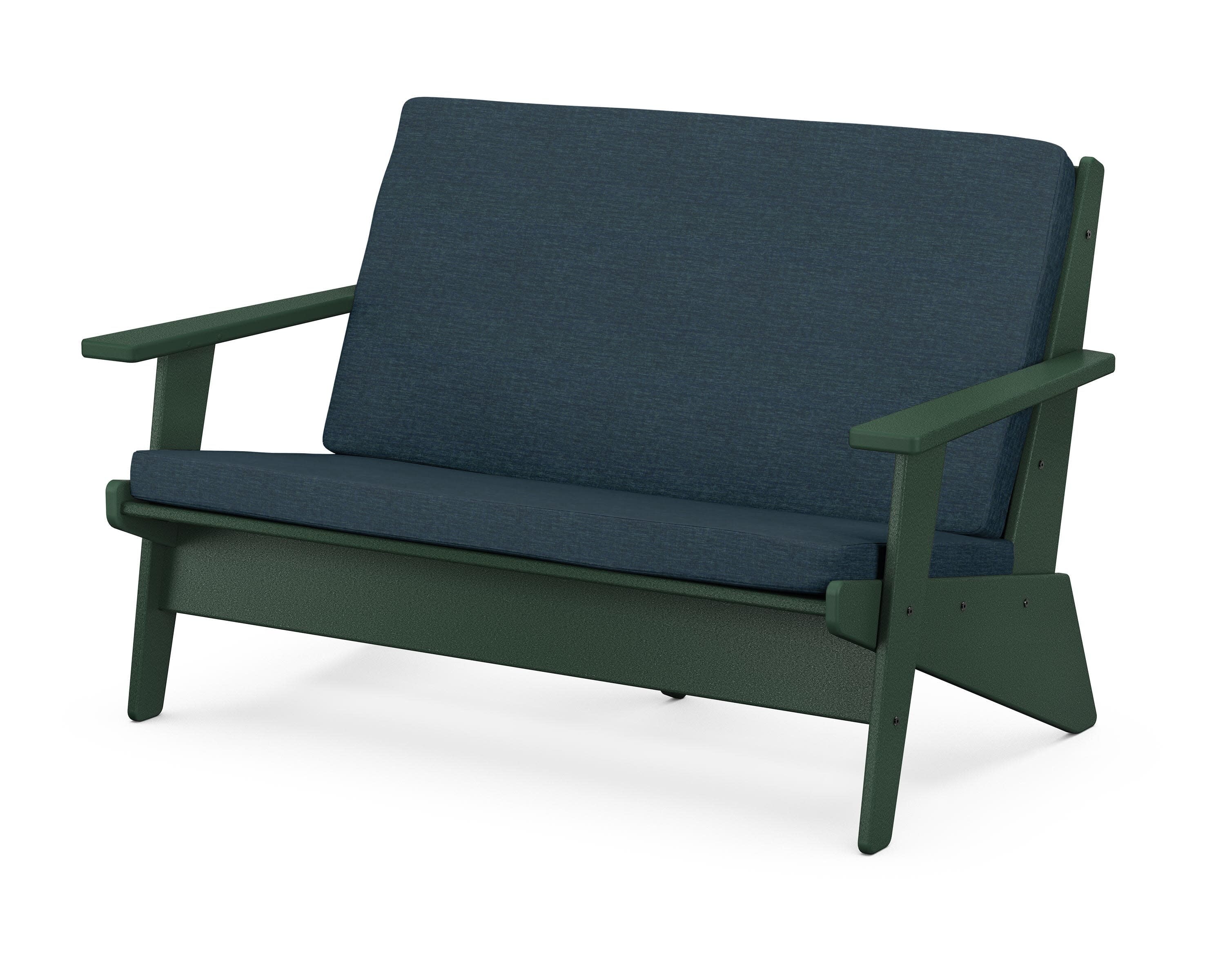 Riviera Modern Lounge Loveseat in Green / Platform Indigo