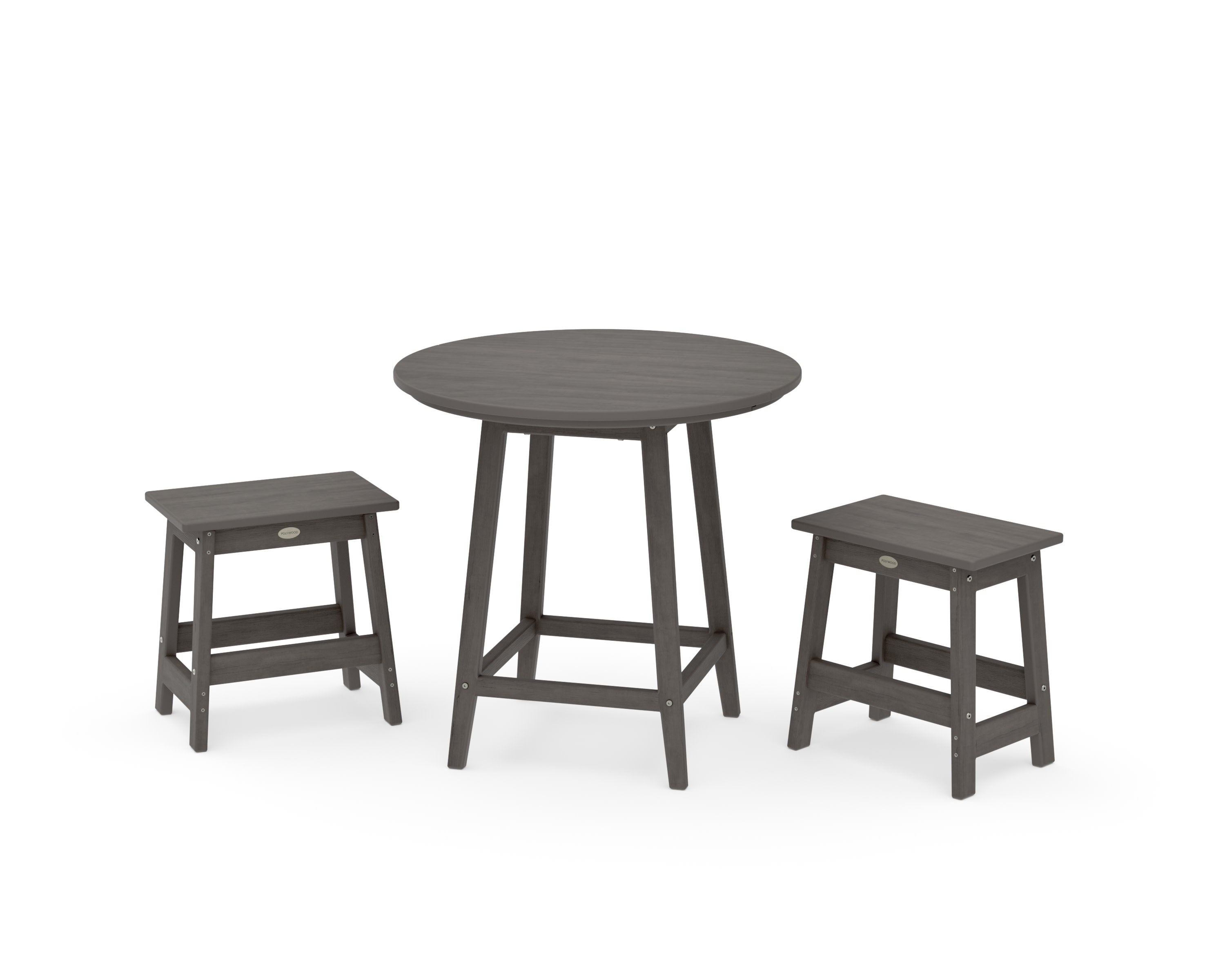 Modern Studio Stool 3-Piece Round Bistro Set in Driftwood