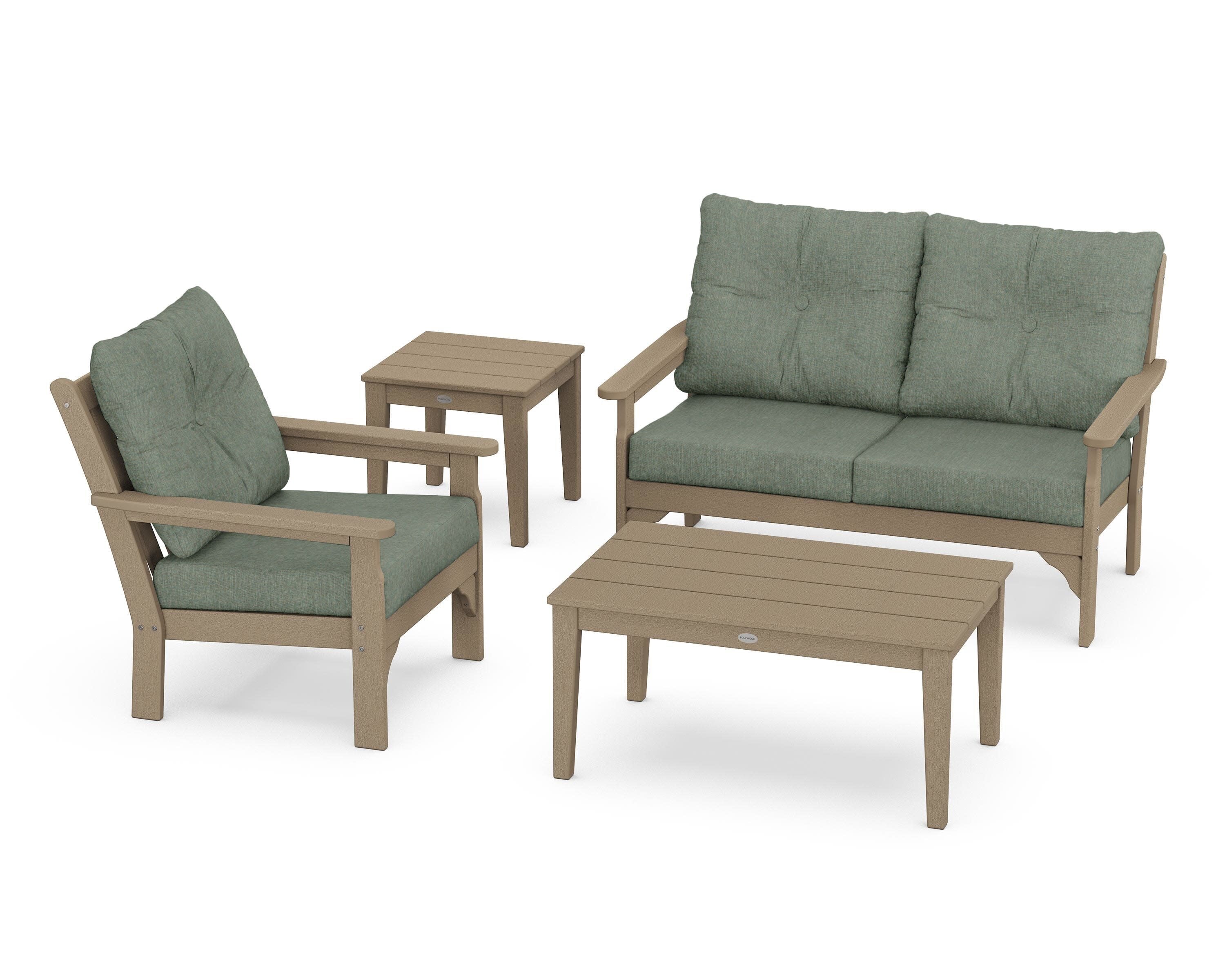 Vineyard 4-Piece Deep Seating Set in Vintage Sahara / Cast Sage