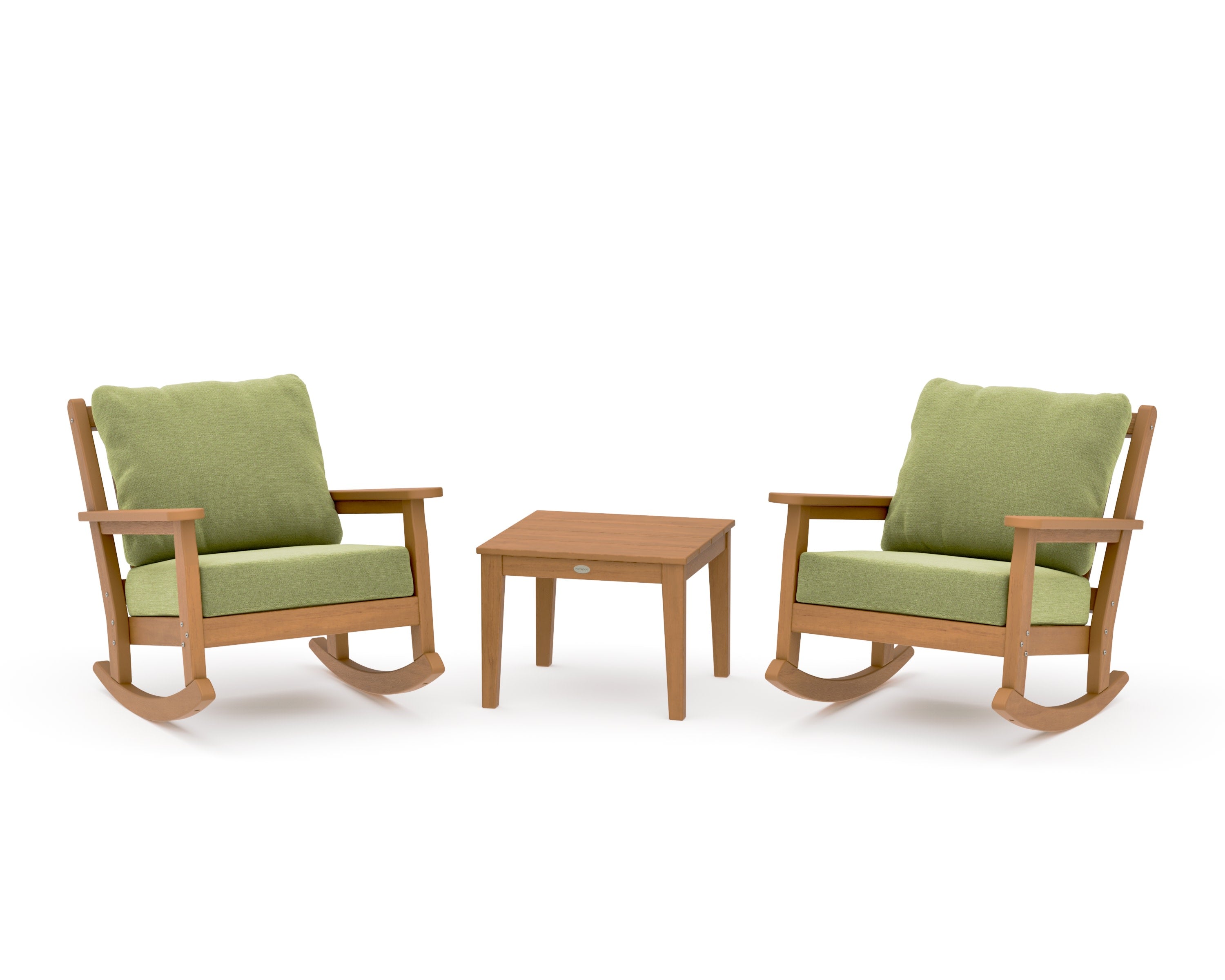 Chippendale 3-Piece Deep Seating Rocker Set in Natural / Chartreuse Boucle