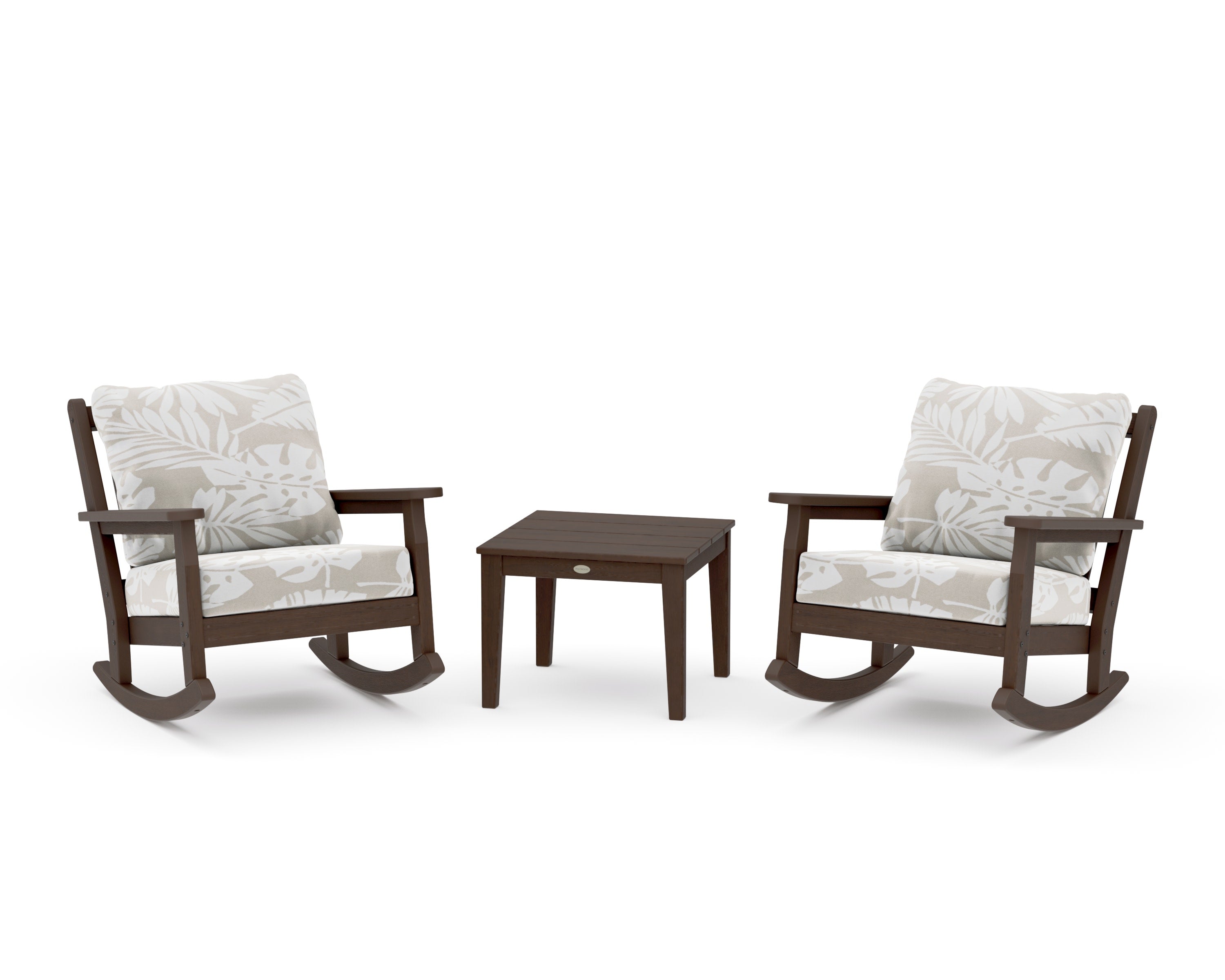 Chippendale 3-Piece Deep Seating Rocker Set in Kona / Leaf Dune Burlap