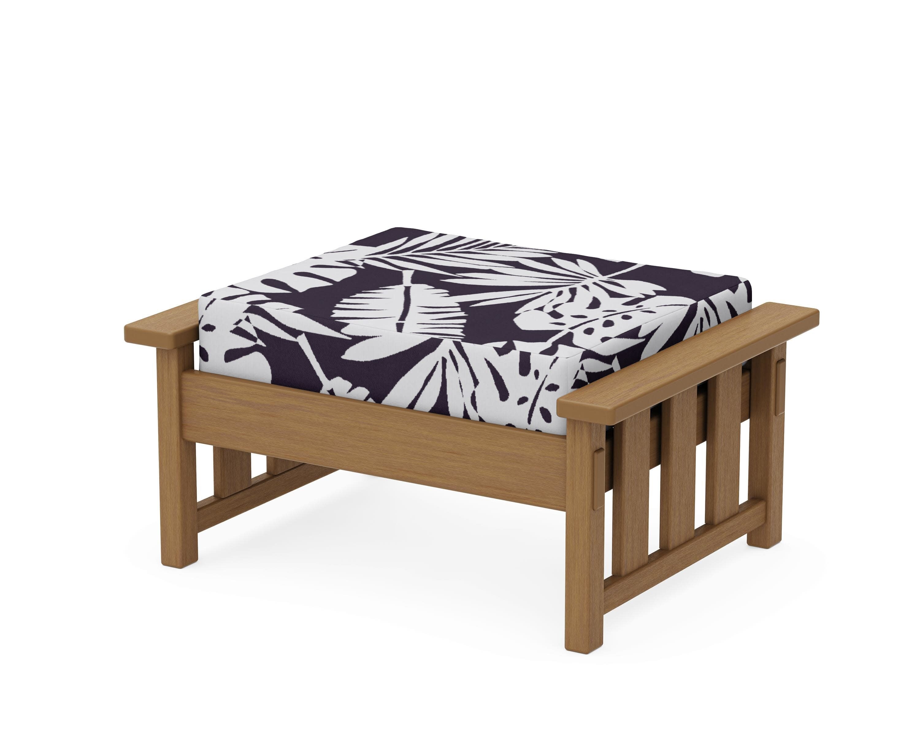 Acadia Deep Seating Ottoman in Natural / Leaf Navy
