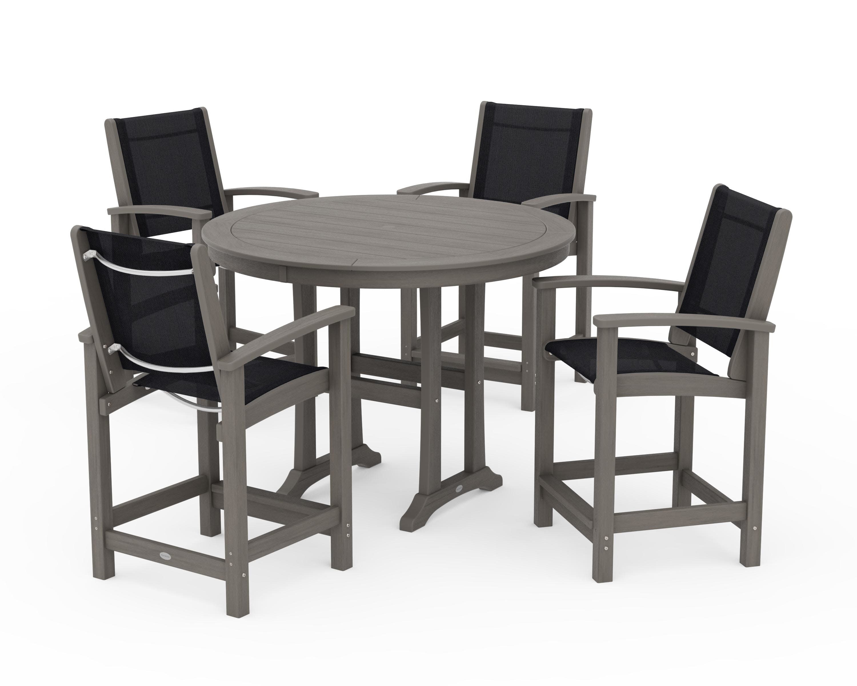 Coastal 5-Piece Counter Set in Driftwood / Black Sling