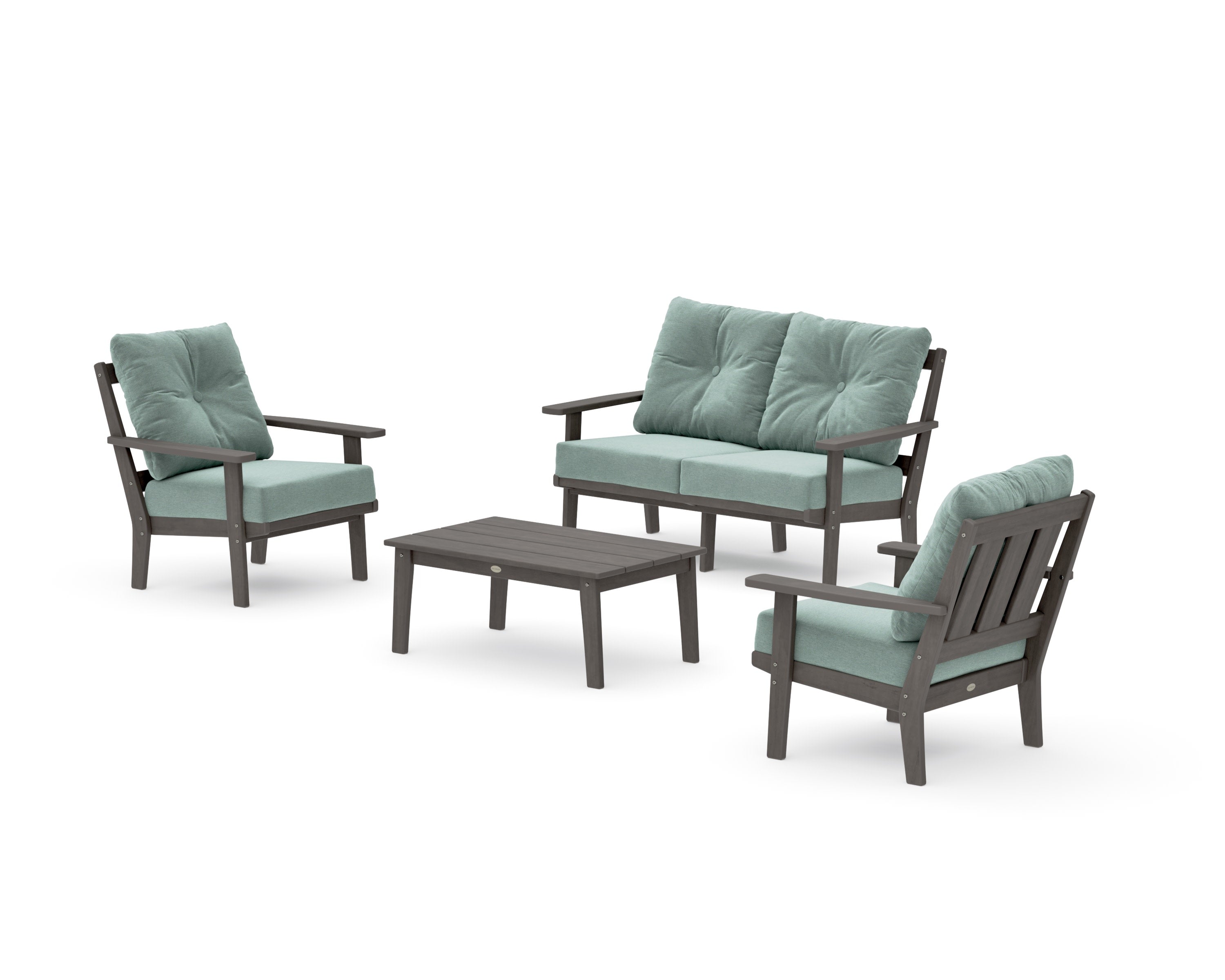 Oxford 4-Piece Deep Seating Set with Loveseat in Driftwood / Glacier Spa