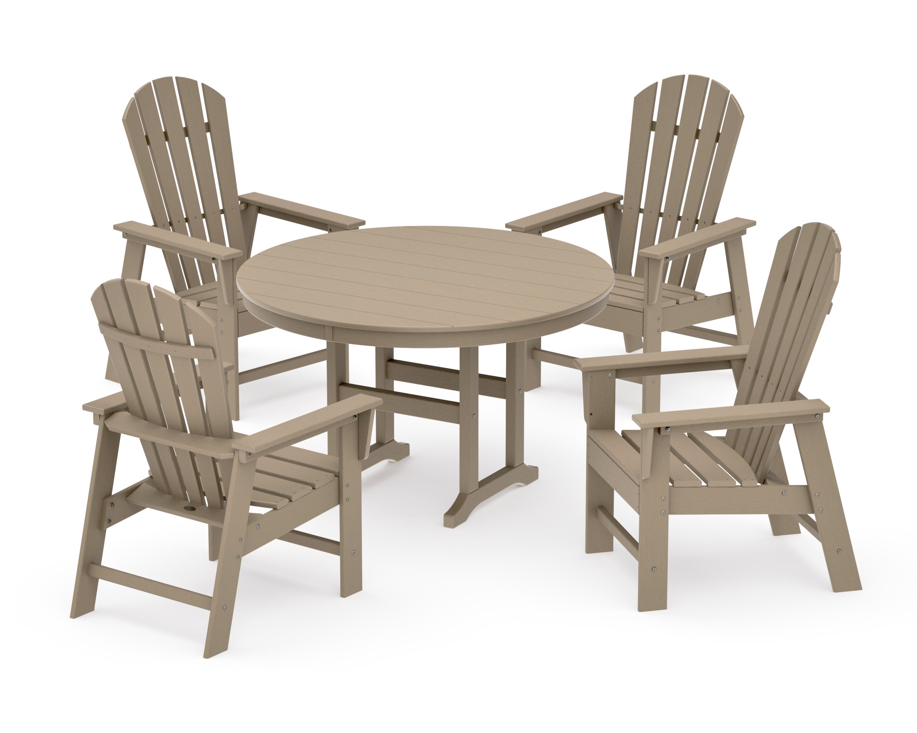 South Beach 5-Piece Round Farmhouse Dining Set in Vintage Sahara