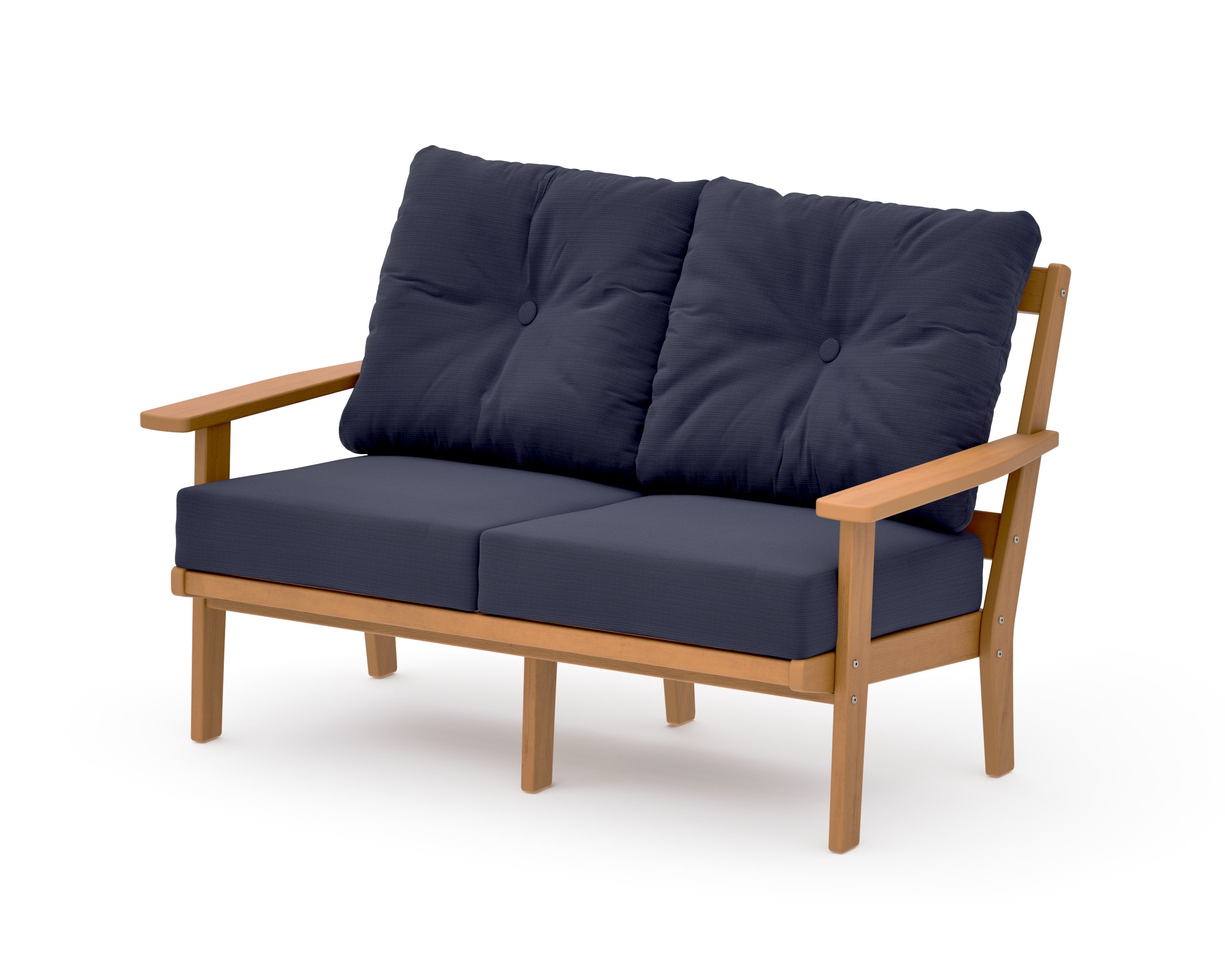 Prairie Deep SeatingLoveseat in Natural / Navy Linen