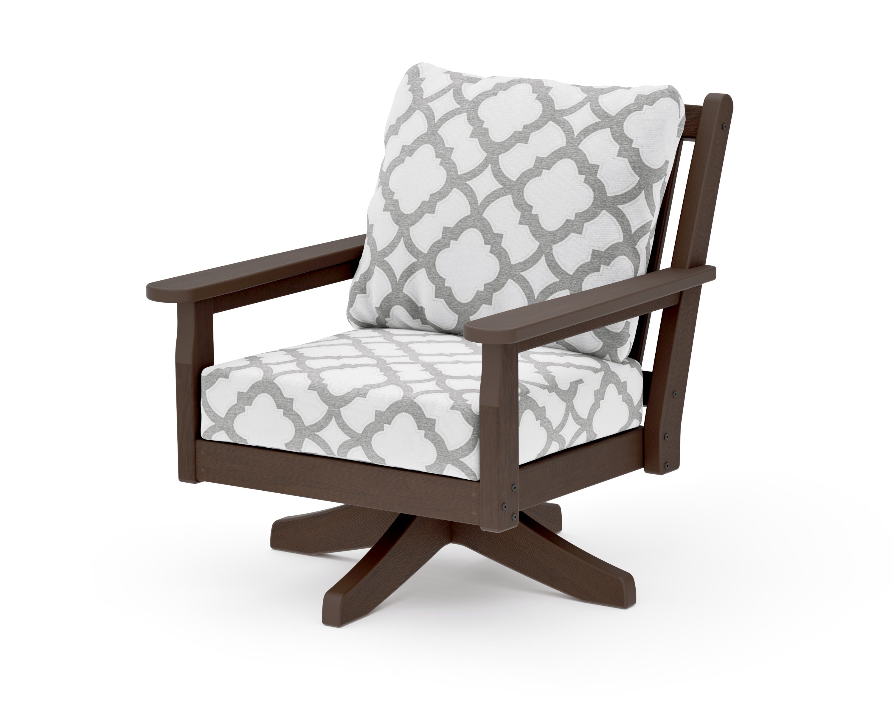 Chippendale Deep Seating Swivel Chair in Kona / Trellis Grey Mist