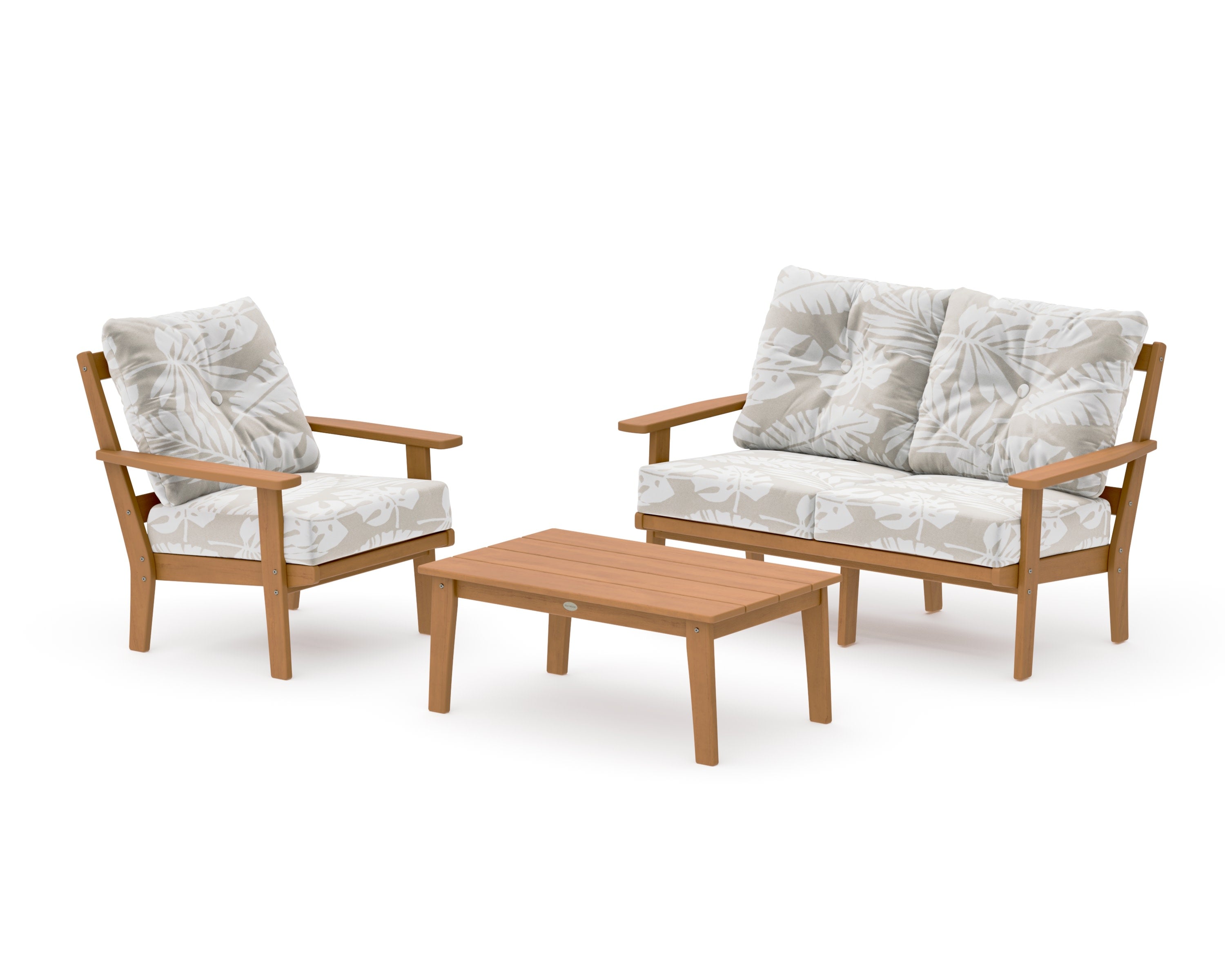 Prairie 3-Piece Deep Seating Set with Loveseat in Natural / Leaf Dune Burlap