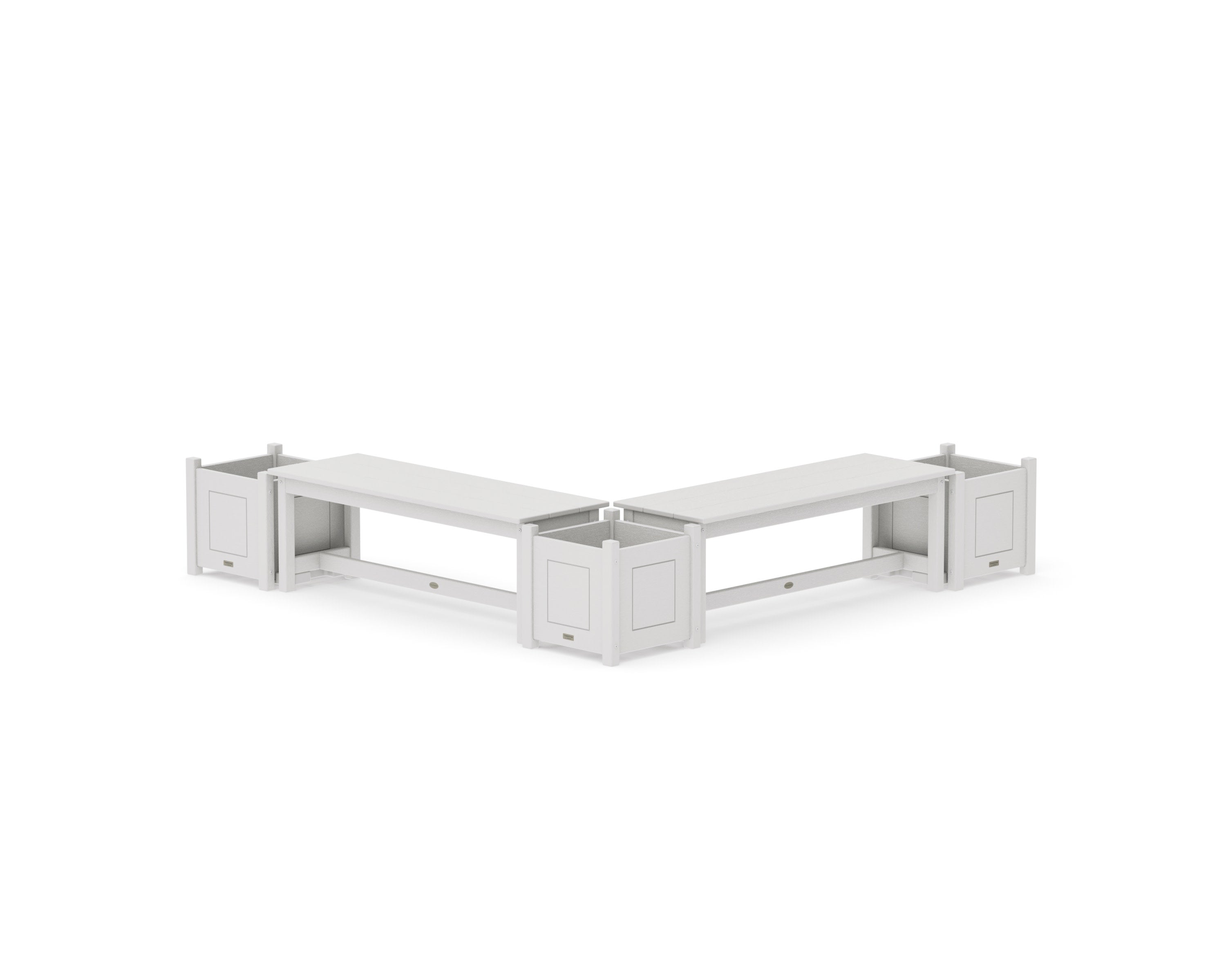 48" Country Living L- Shaped Planter Bench Corner Set in Vintage White