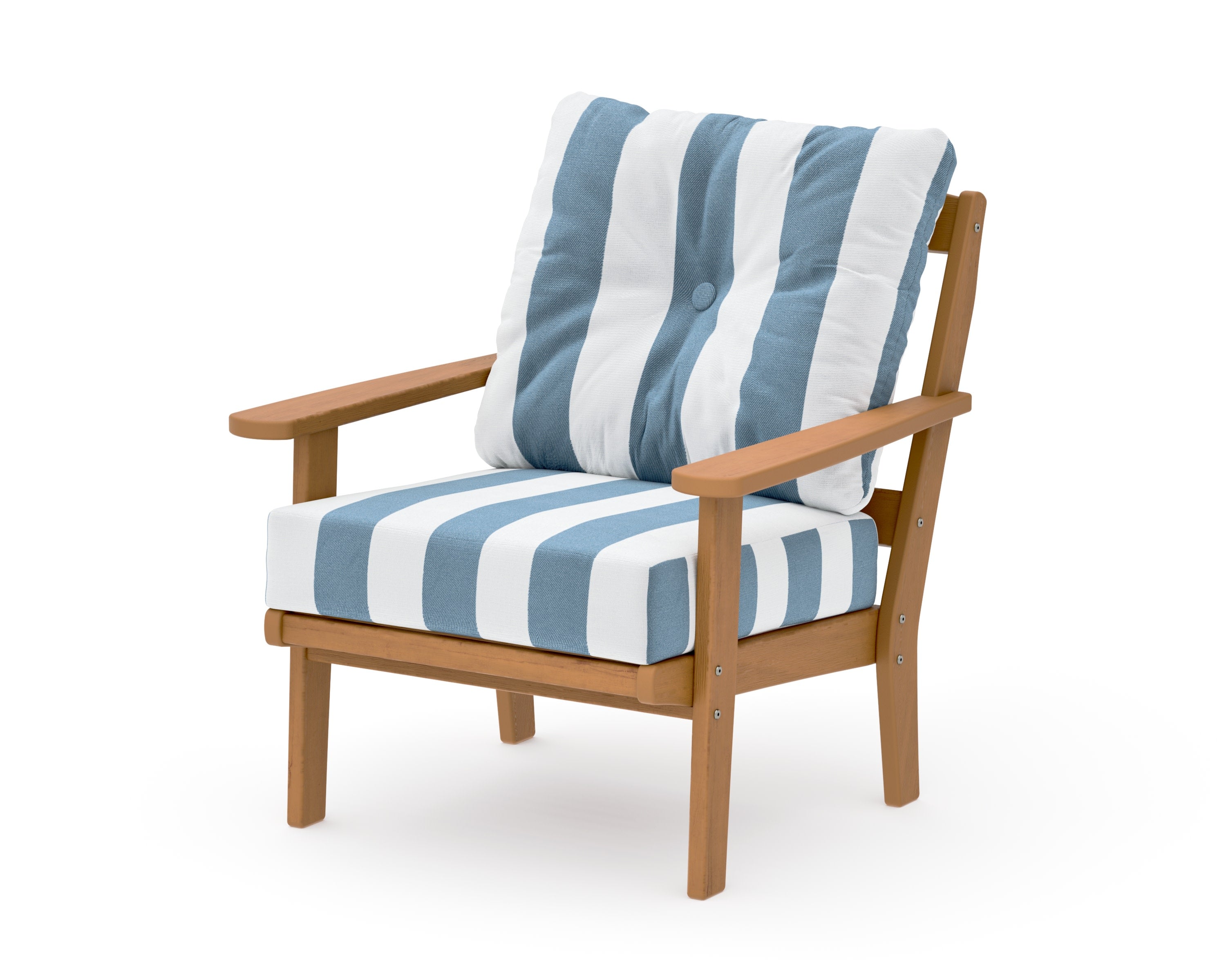 Mission Deep Seating Chair in Natural / Cabana Stripe Sky Blue
