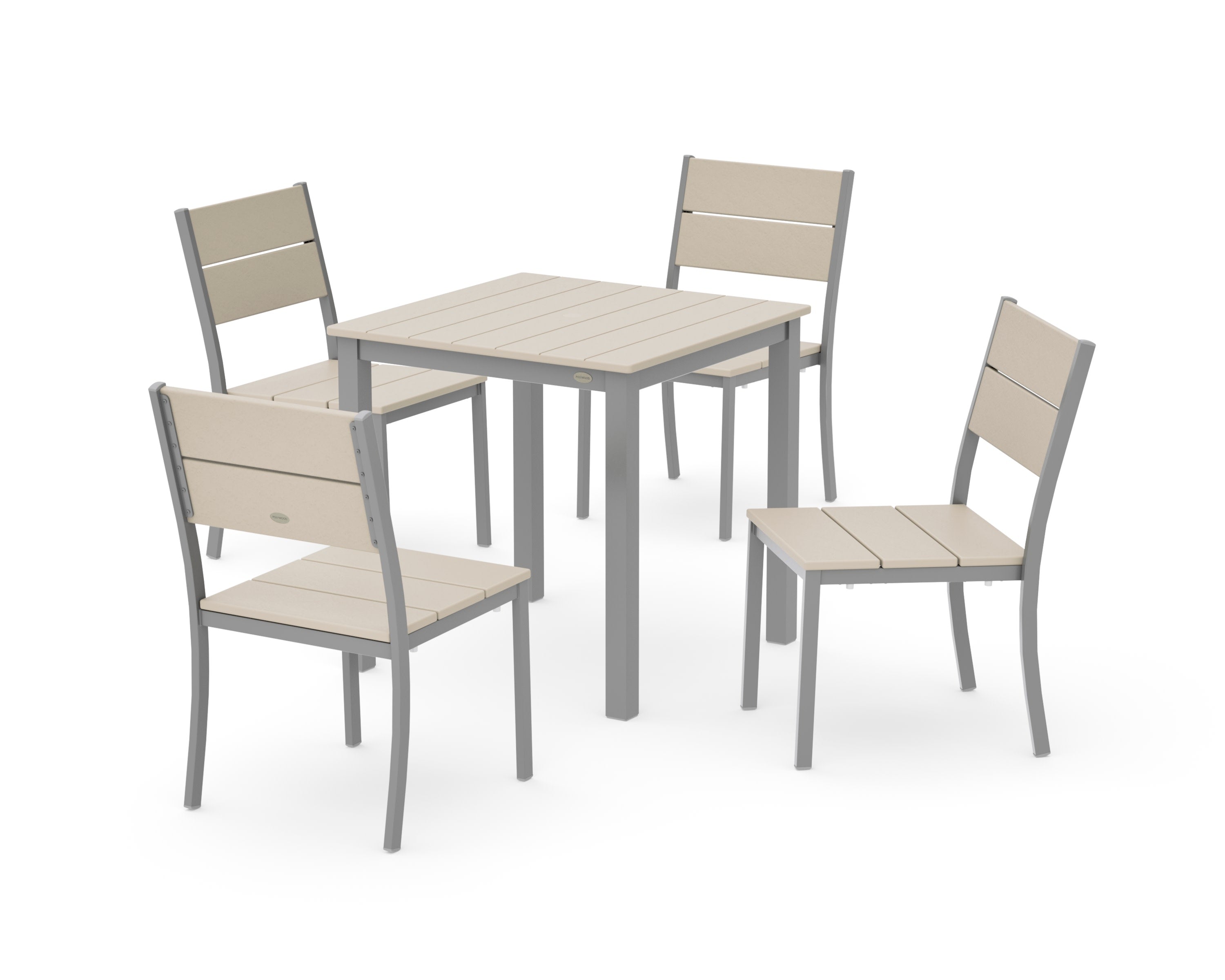 Main Street 5-Piece Square Dining Set- Small in Silver / Sand