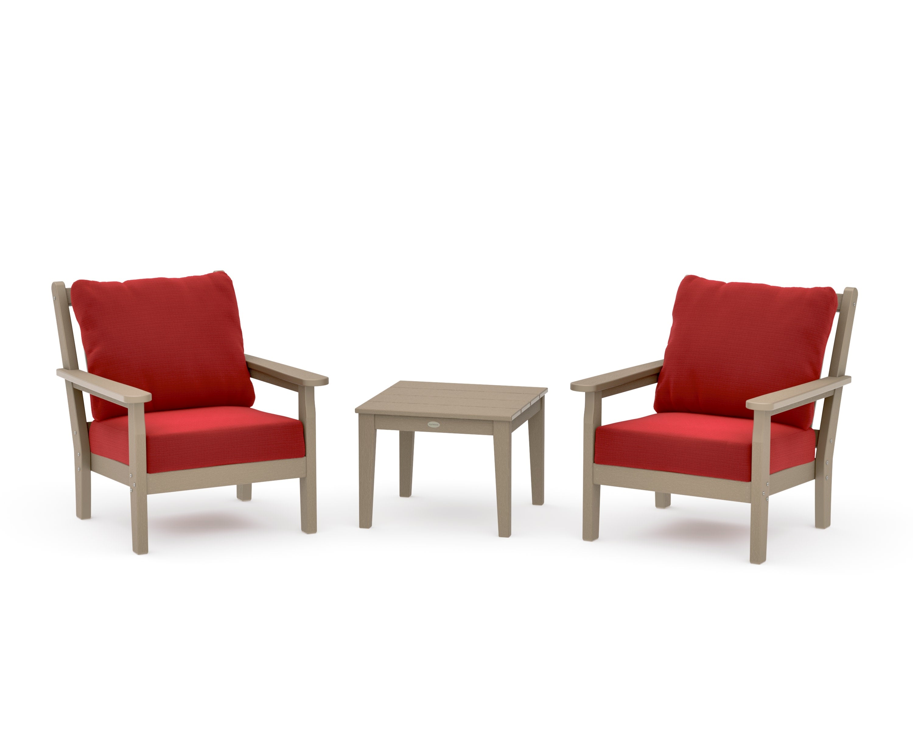 Chippendale 3-Piece Deep Seating Set in Vintage Sahara / Crimson Linen