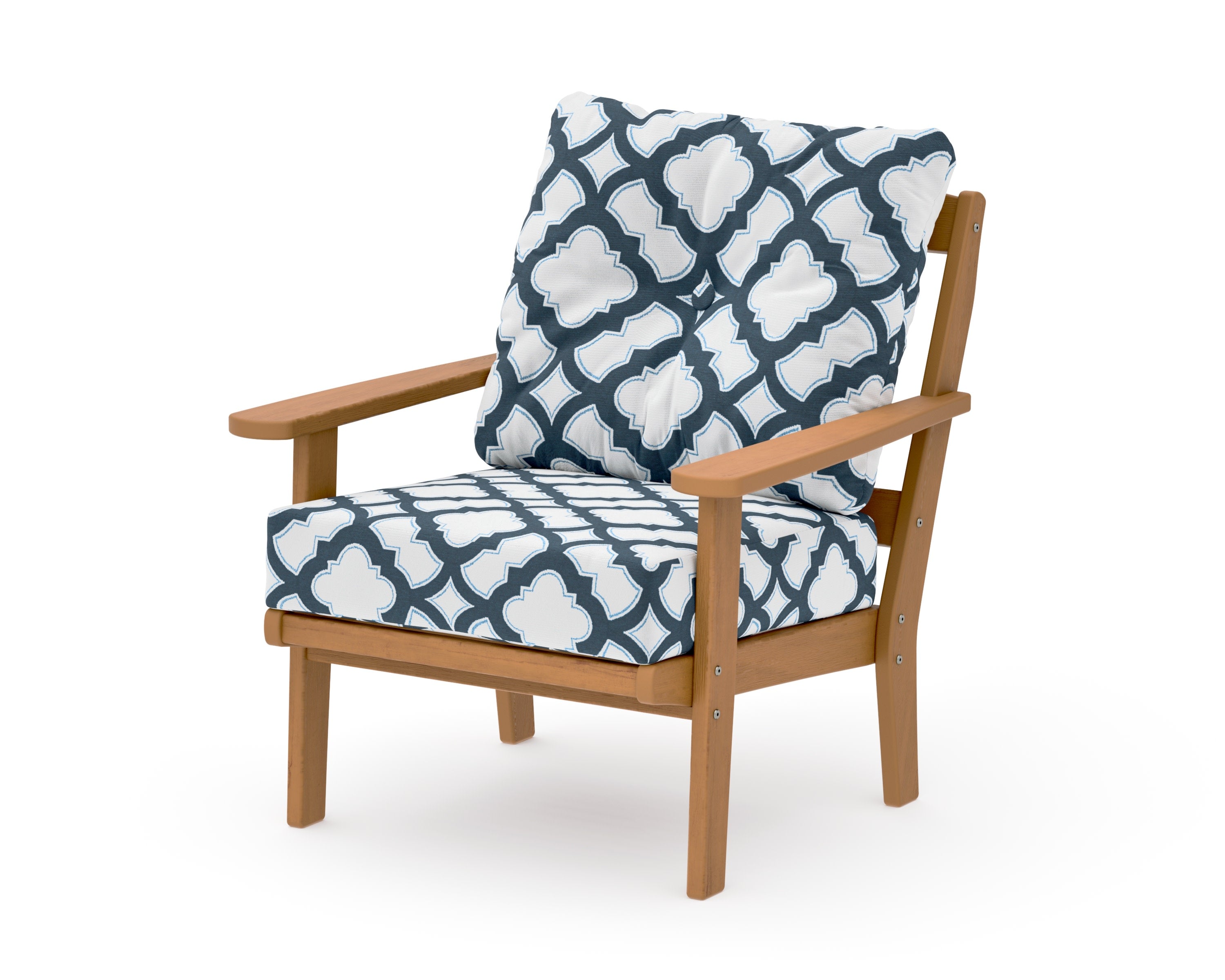 Mission Deep Seating Chair in Natural / Trellis Marine Indigo