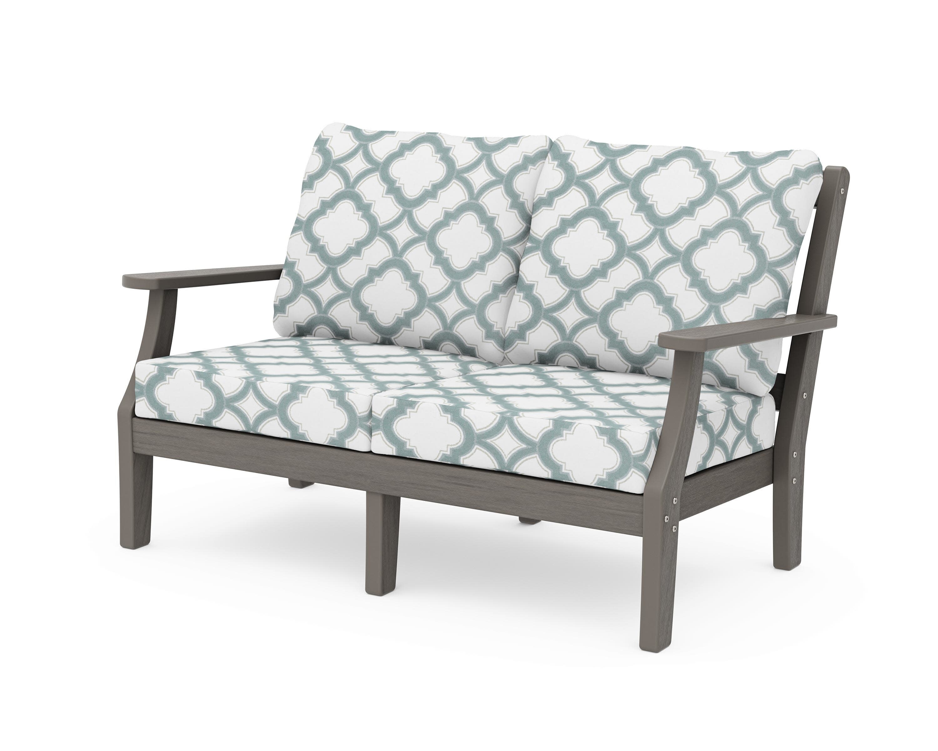Chinoiserie Deep Seating Loveseat in Driftwood / Trellis Glacier Spa