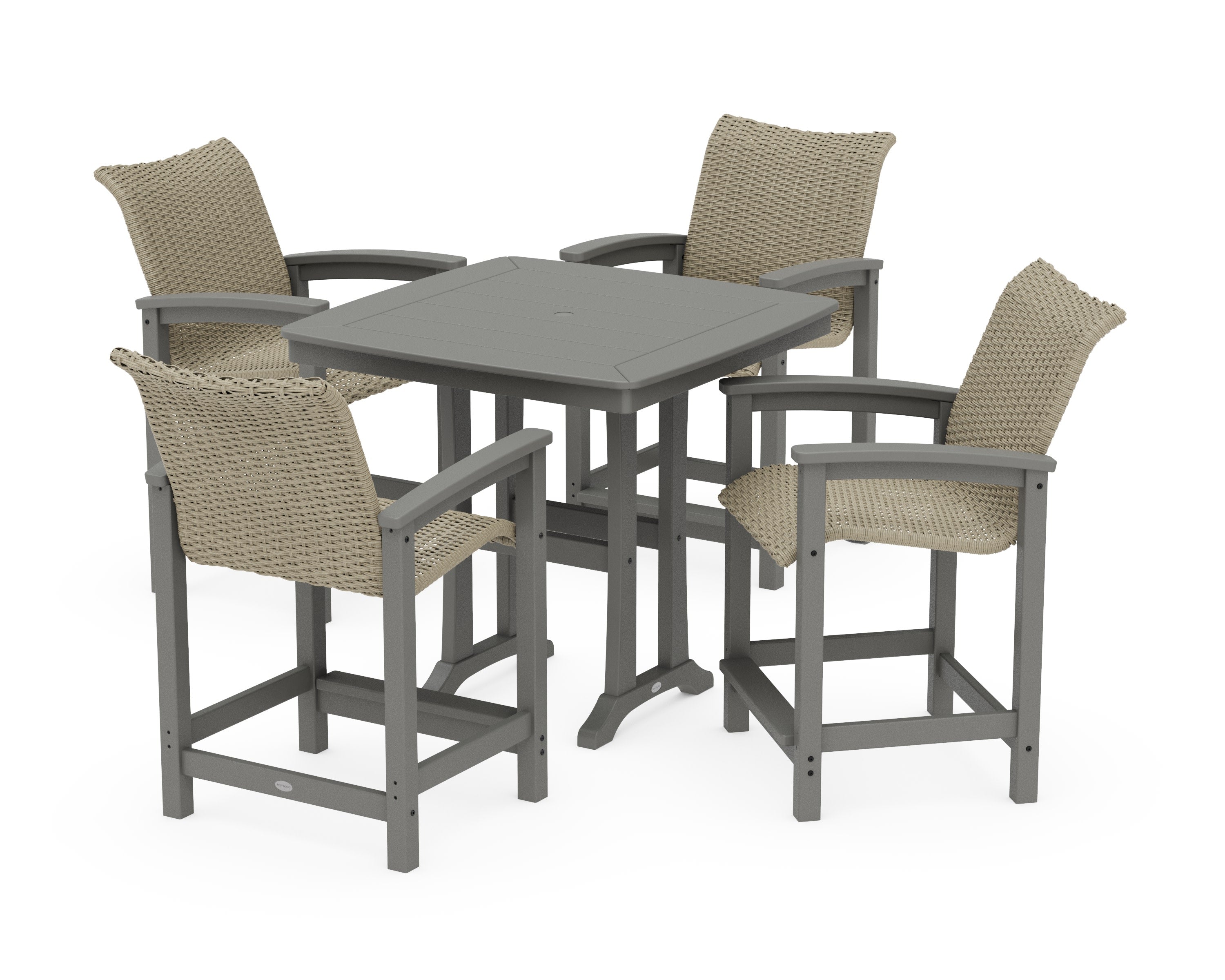 Coastal Woven 5-Piece Counter Set with Trestle Legs