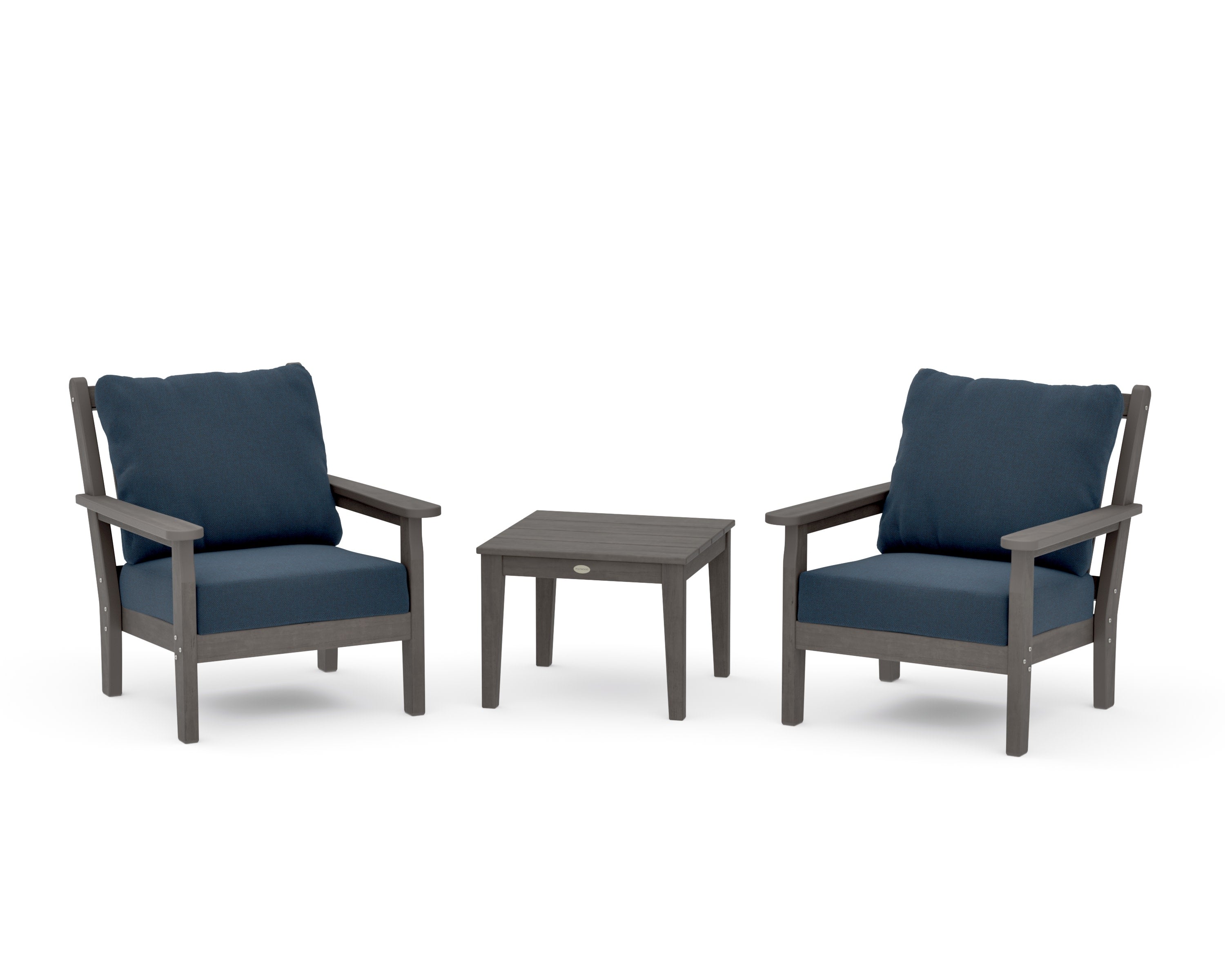 Chippendale 3-Piece Deep Seating Set in Driftwood / Marine Indigo
