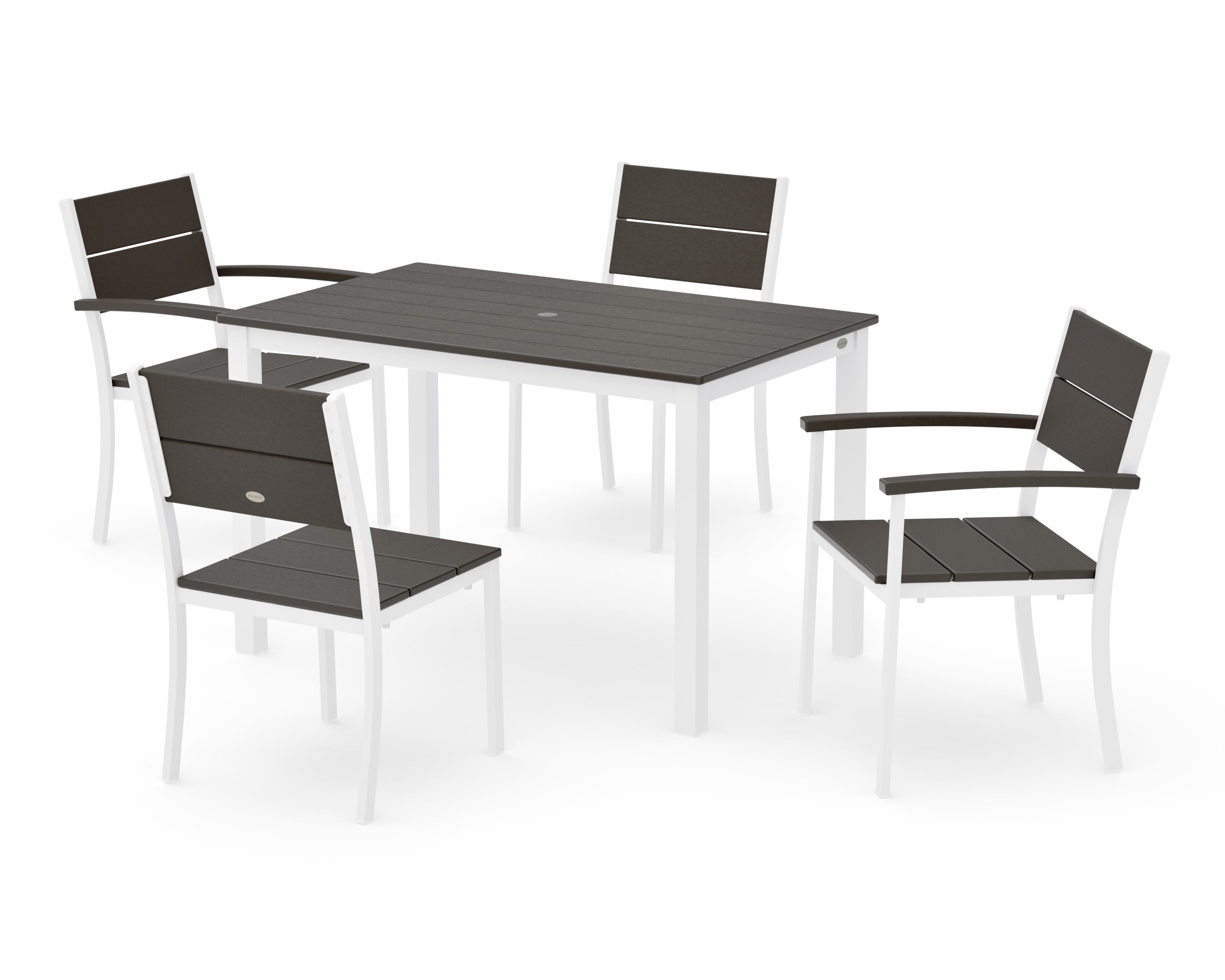 Main Street 5-Piece Dining Set in White / Vintage Coffee