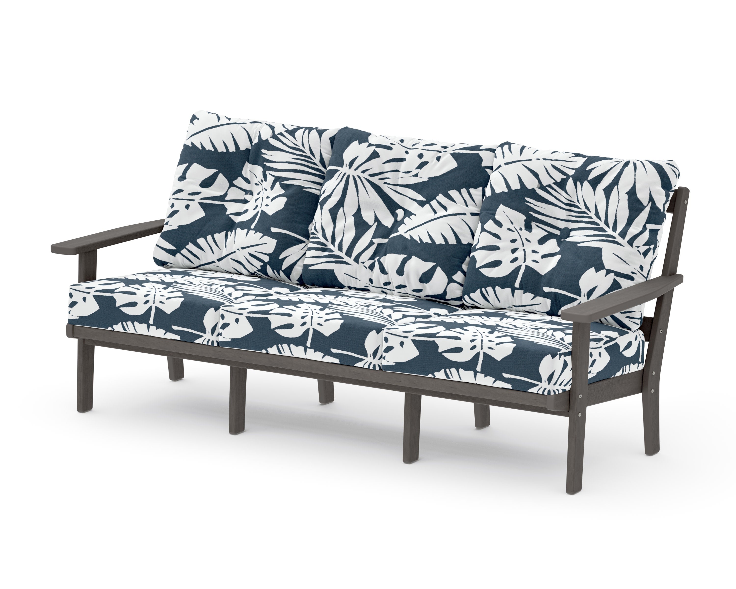 PrairieDeep Seating Sofa in Driftwood / Leaf Marine Indigo