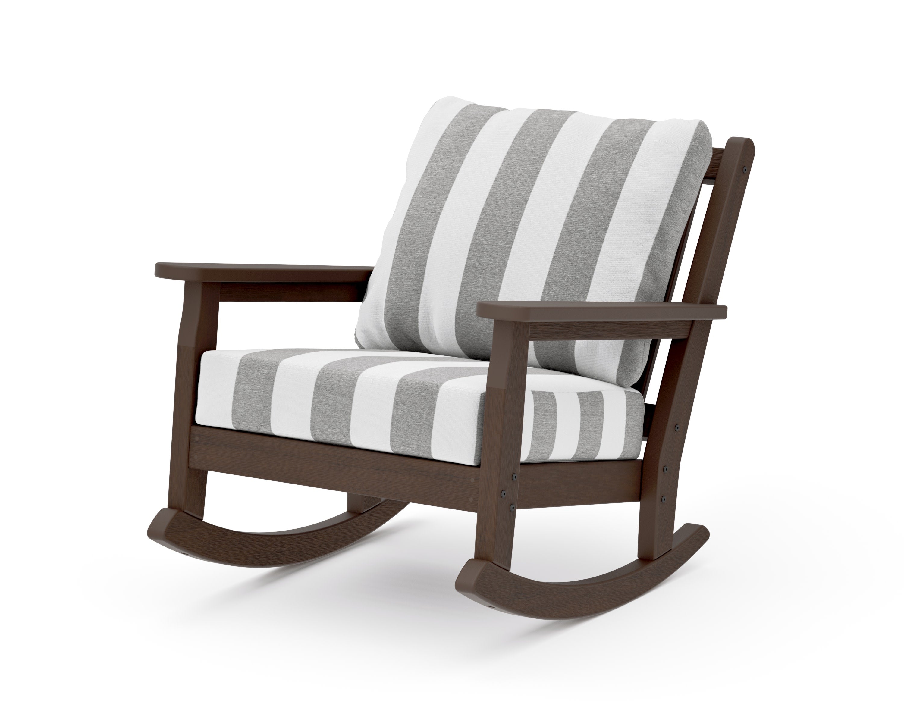 Chippendale Deep Seating Rocking Chair in Kona / Cabana Stripe Grey Mist