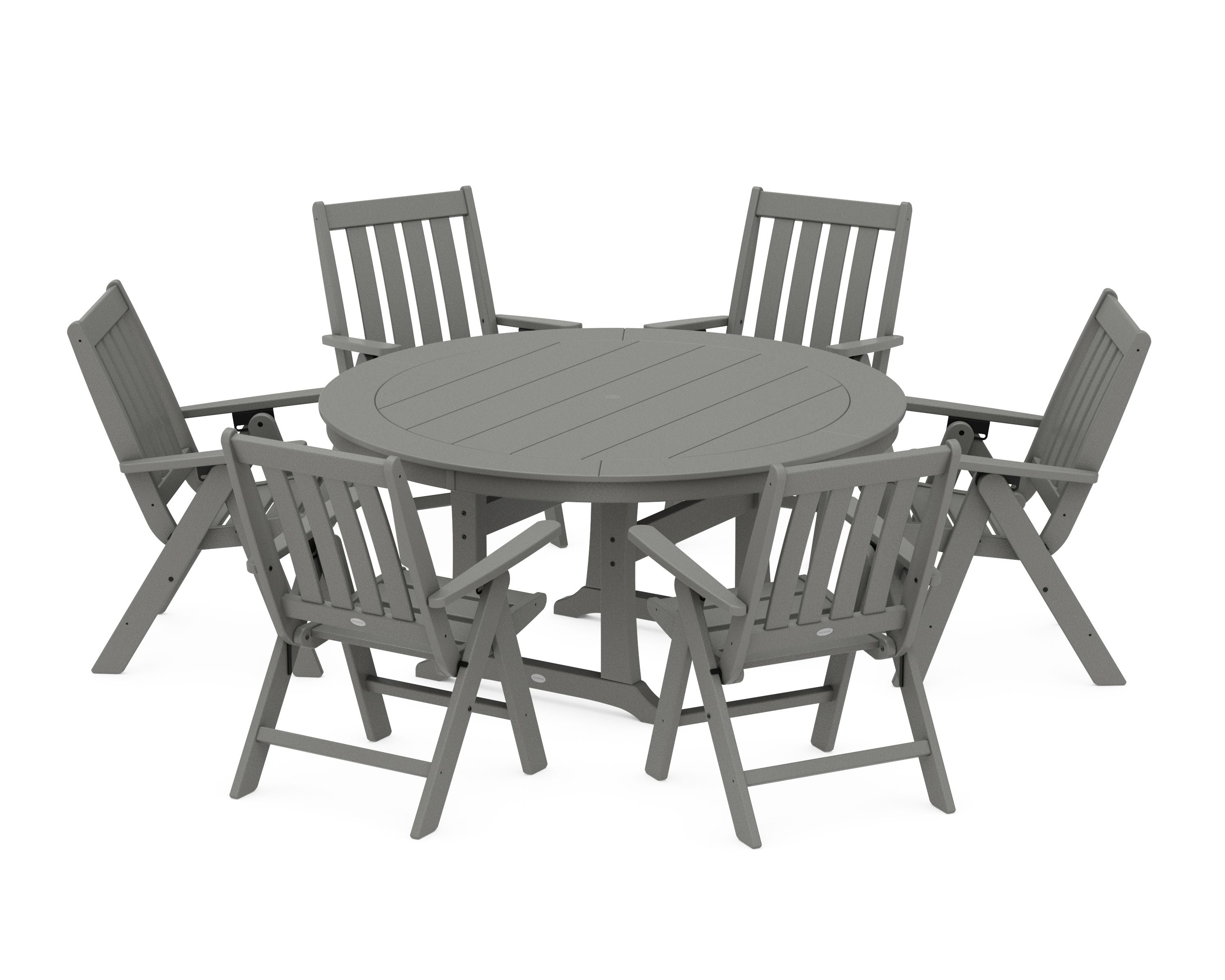 Vineyard Folding 7-Piece Side Chair Round Dining Set