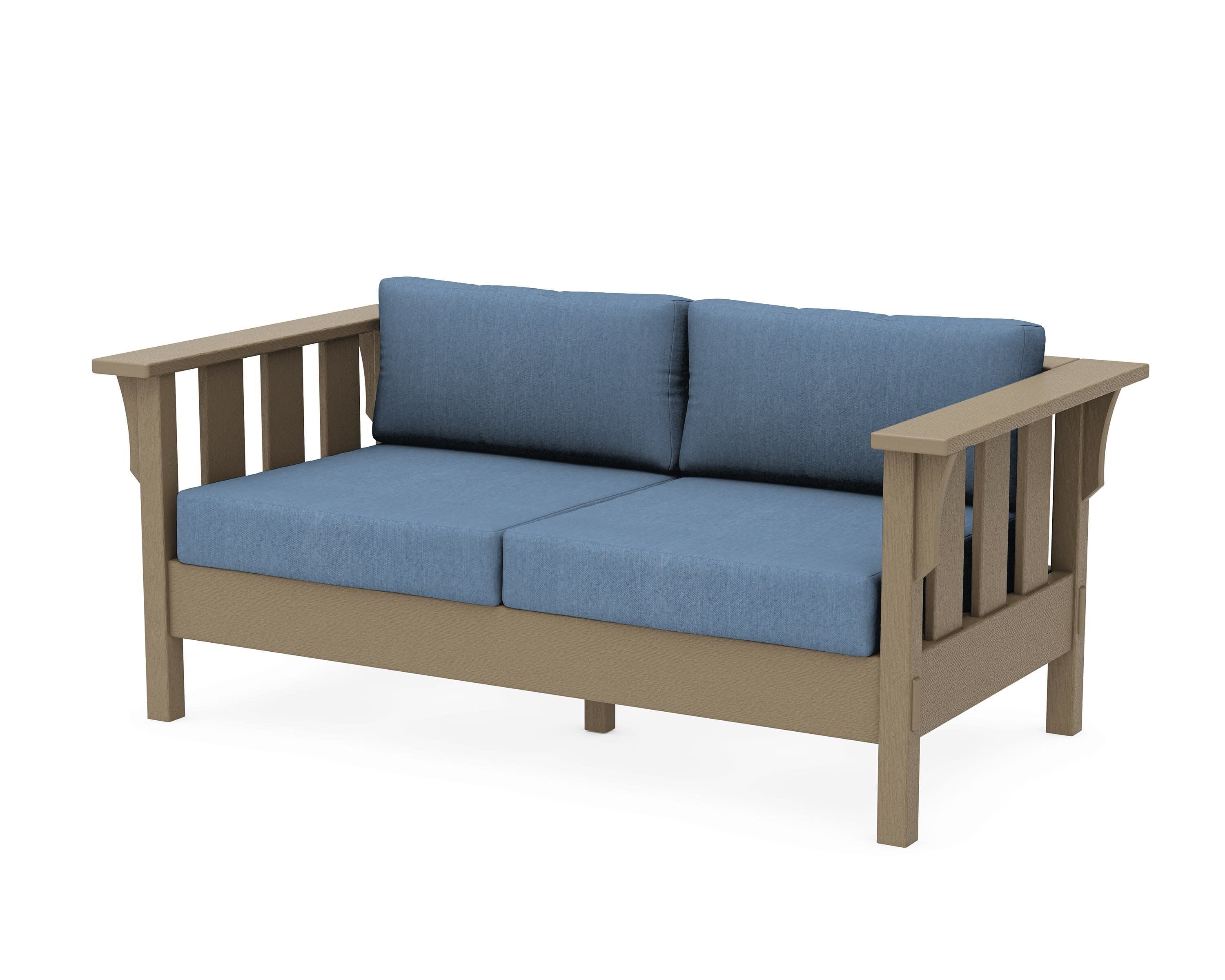 Acadia Deep Seating Loveseat in Vintage Sahara / Sky Blue