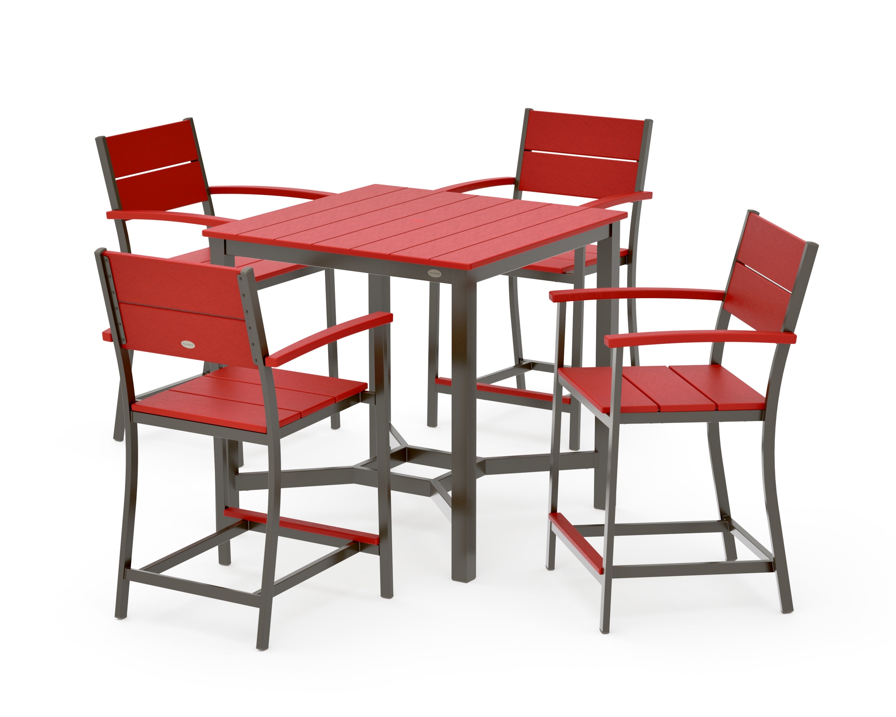 Main Street 5-Piece Counter Set in Bronze / Sunset Red