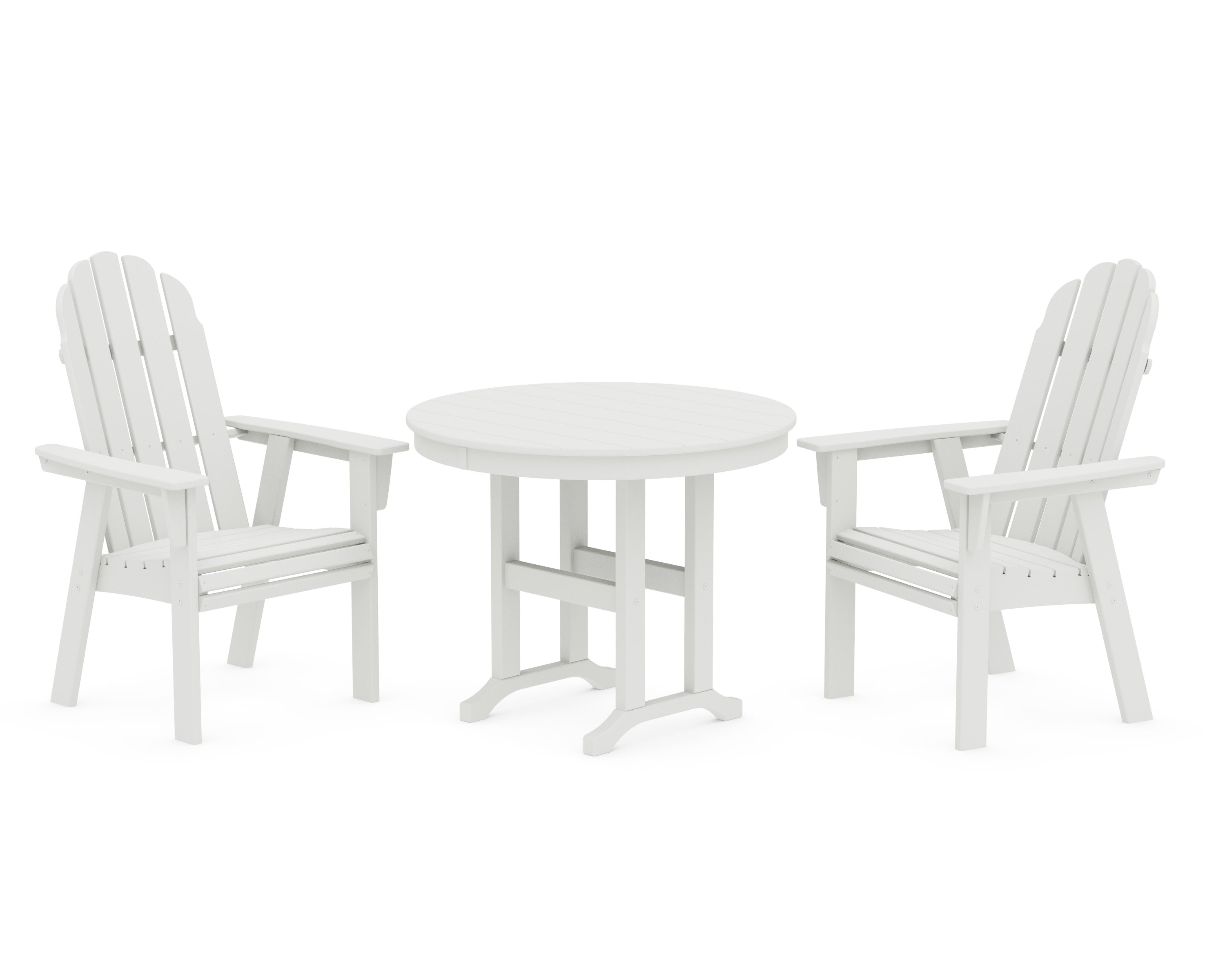 Vineyard Adirondack 3-Piece Round Dining Set in Vintage White