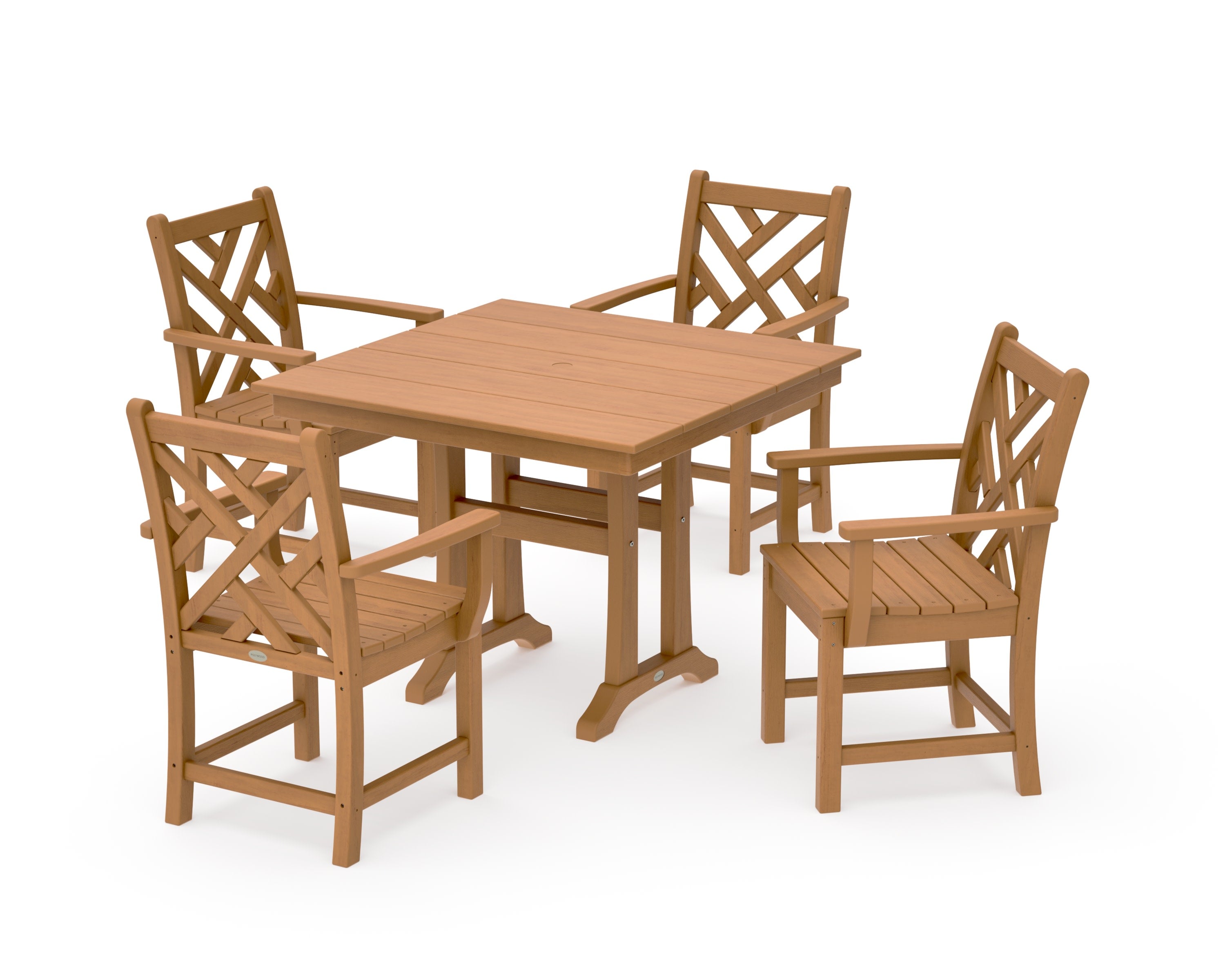 Chippendale 5-Piece Farmhouse Trestle Arm Chair Dining Set in Natural