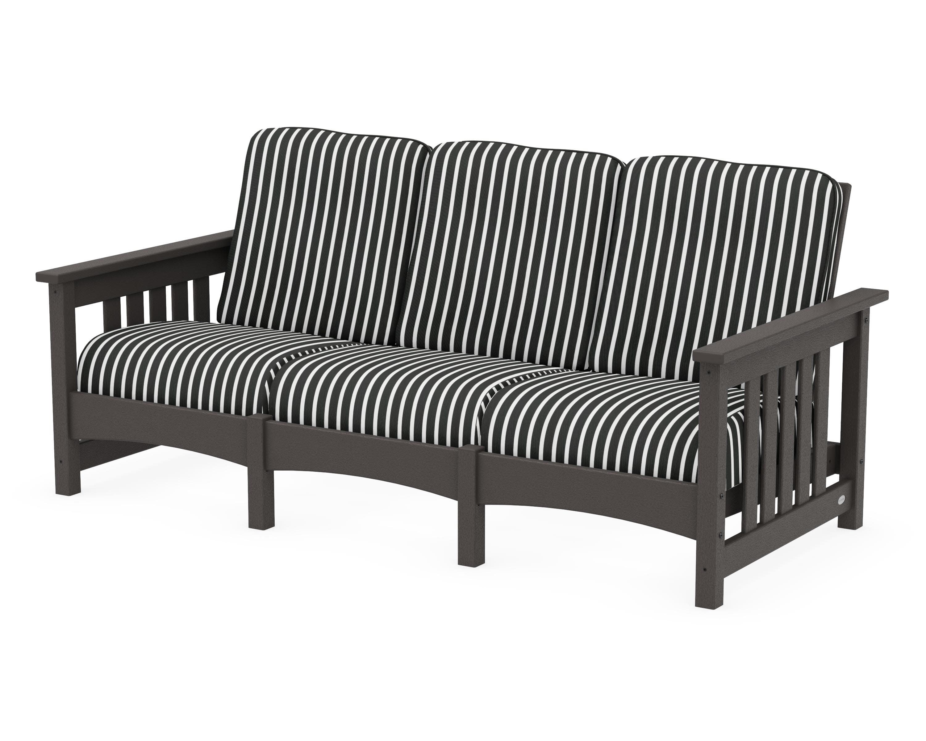 Club Mission Sofa in Vintage Coffee / Shore Classic