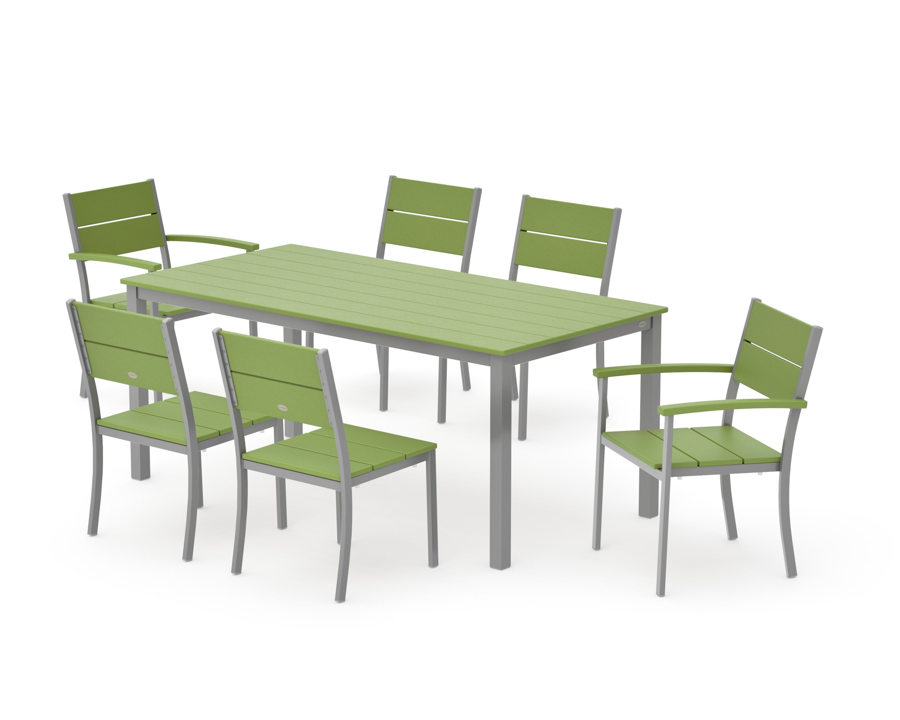 Main Street 7-Piece Dining Set in Silver / Lime